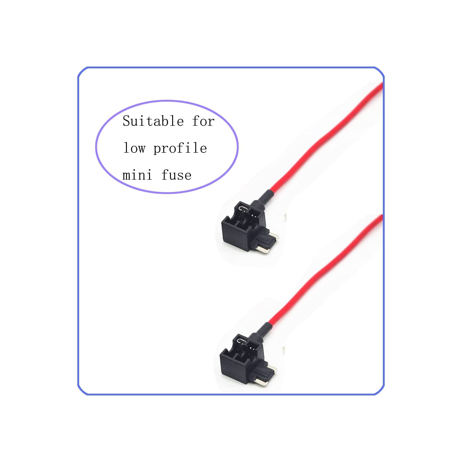 Automotive Car Truck 2 Pieces 16 Gauge Add-a-Circuit Fuse TAP Adapter for Low-Profile Mini Blade Type Fuse + 8 Pieces Low Profile Mini Fuse 5Apm