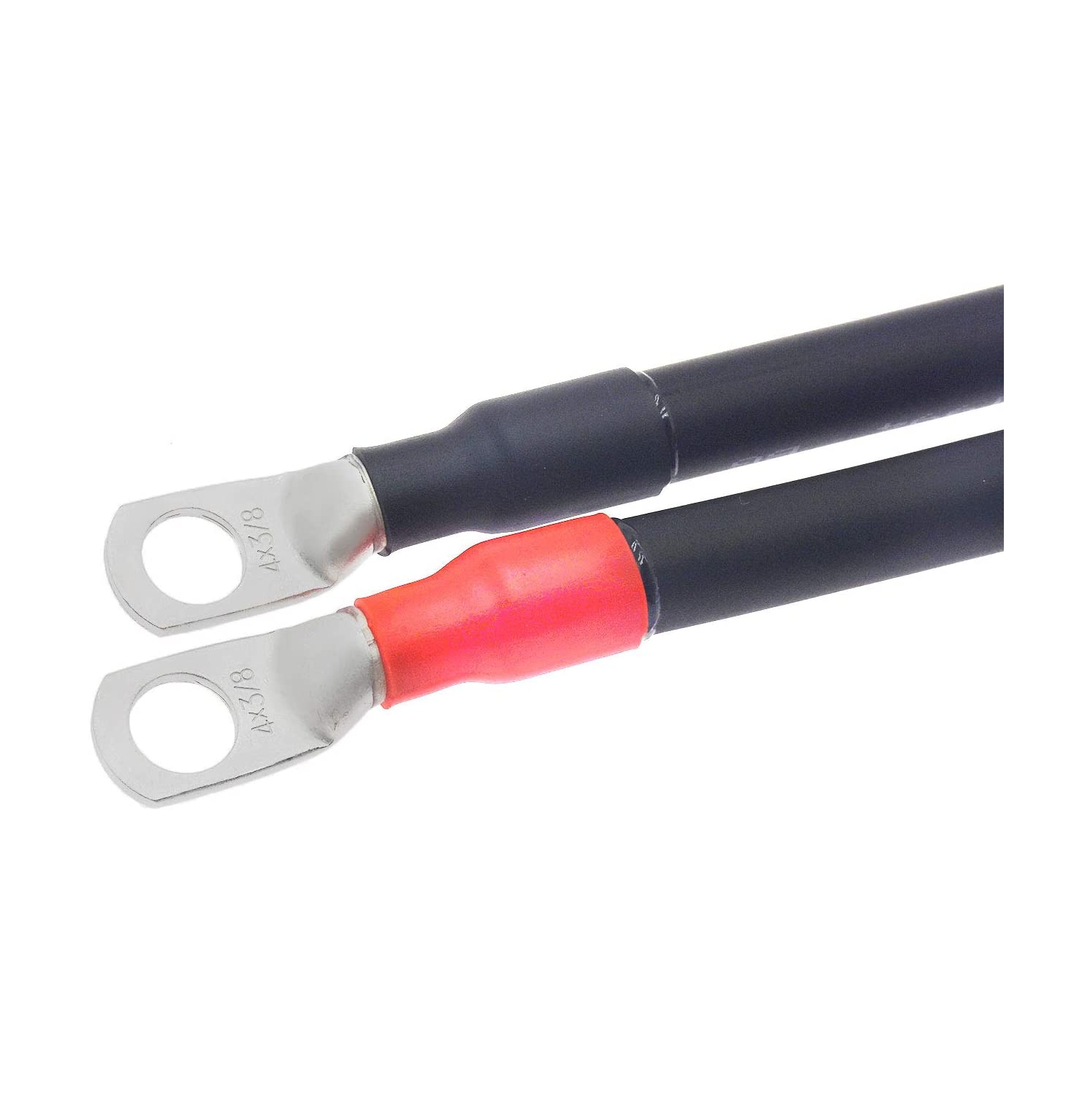 2 câbles d'alimentation à onduleur calibre 4 AWG, terminal en cuivre étamé, Bon pour solaire, auto, VR, moto, voiture et marine