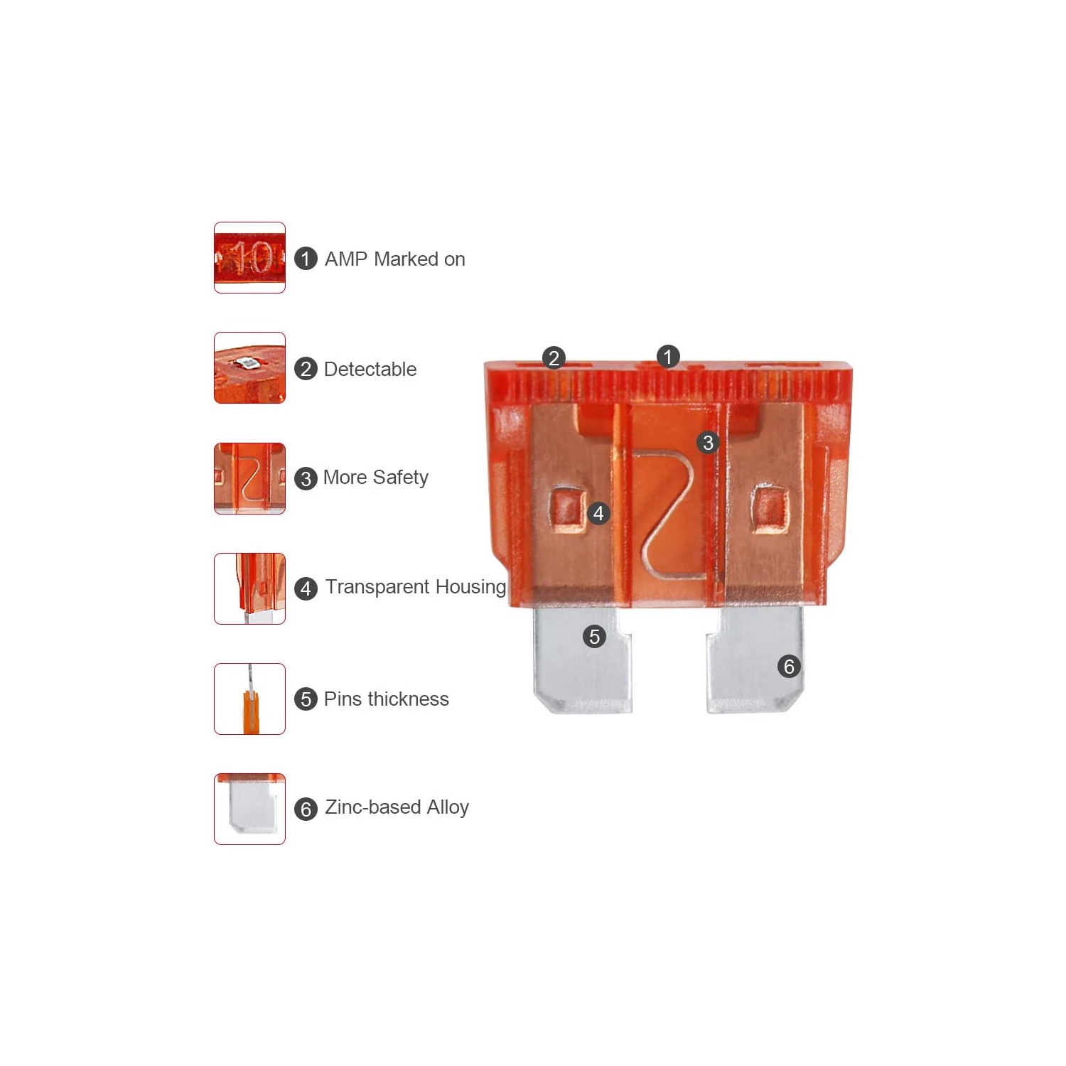 100pcs Auto Motorcycle Car Boat Truck Blade Fuse Box Assortment 5A 7.5A 10A 15A 20A 25A 30A 35A 40A 50A