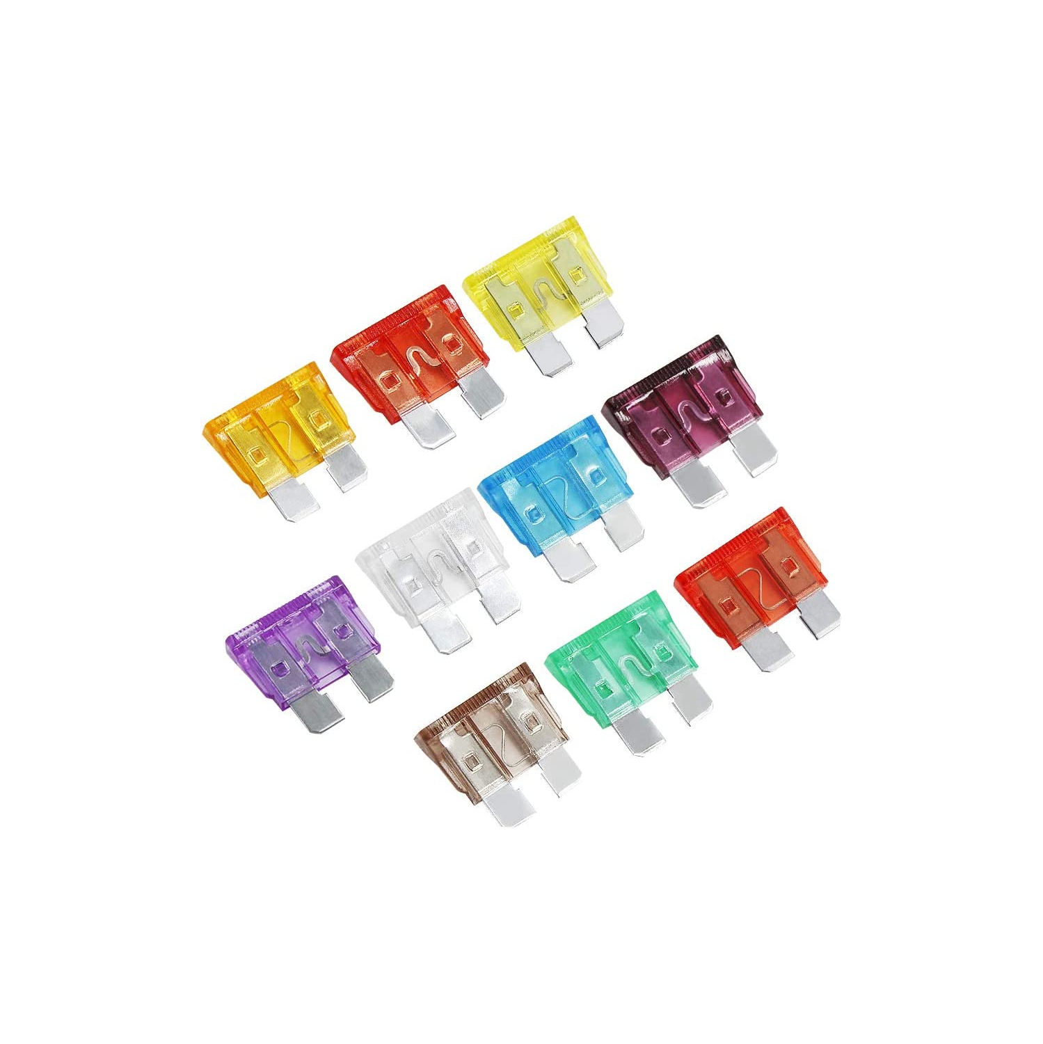100pcs Auto Motorcycle Car Boat Truck Blade Fuse Box Assortment 5A 7.5A 10A 15A 20A 25A 30A 35A 40A 50A