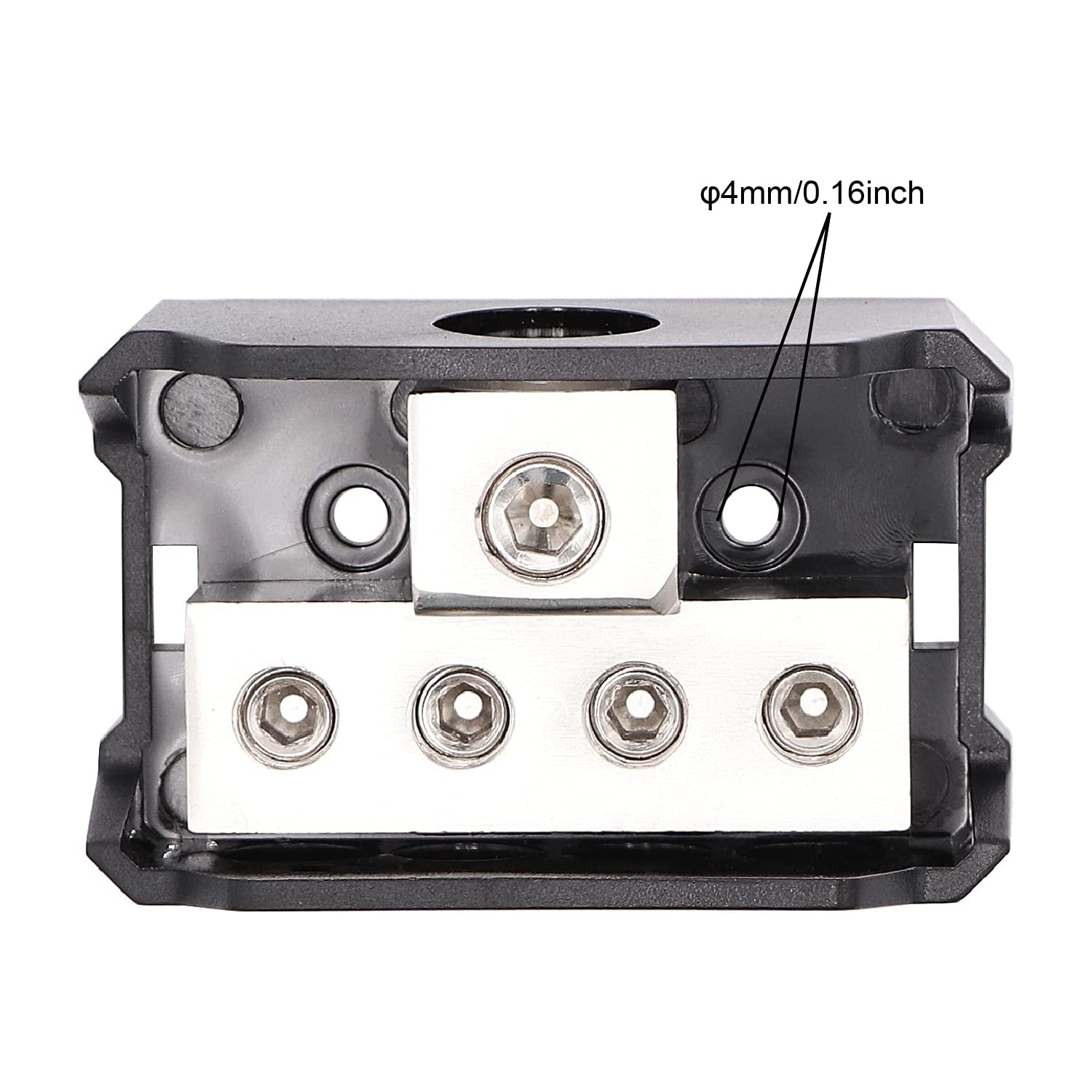 2 blocs de distribution d'alimentation TuoLauthon à 4 voies, 1 calibre 0/2/4 AWG in et 4 x 4/8/10 amplificateur de mise à la terre pour répartiteur