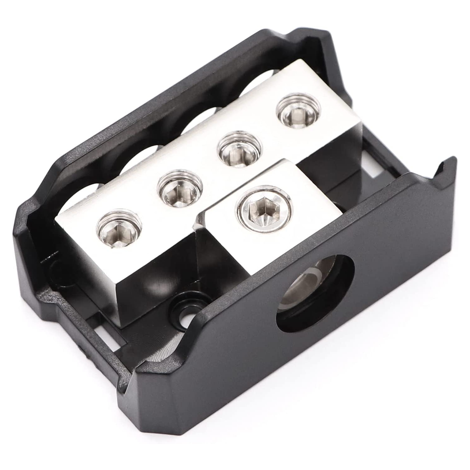 2 blocs de distribution d'alimentation TuoLauthon à 4 voies, 1 calibre 0/2/4 AWG in et 4 x 4/8/10 amplificateur de mise à la terre pour répartiteur