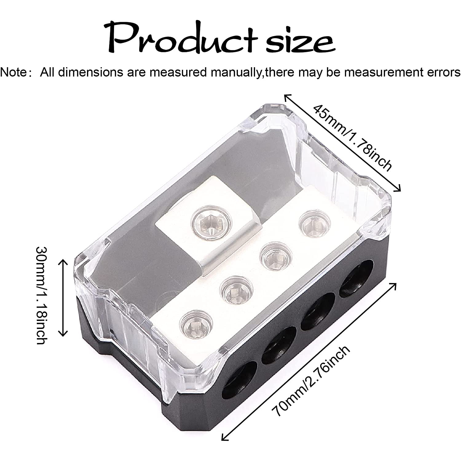 2 blocs de distribution d'alimentation TuoLauthon à 4 voies, 1 calibre 0/2/4 AWG in et 4 x 4/8/10 amplificateur de mise à la terre pour répartiteur