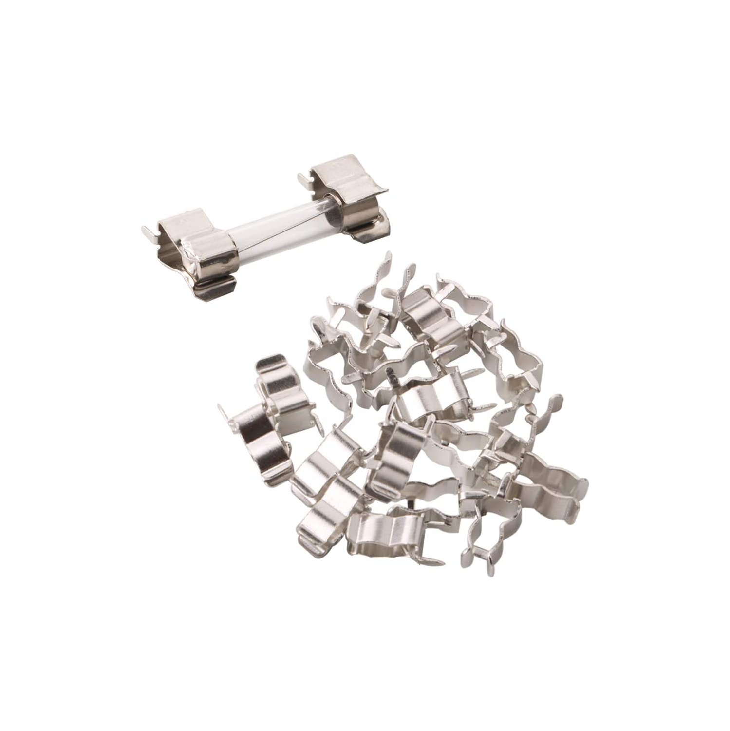 150Pcs 6X30mm Professional Car Fast-Blow Glass Tube Fuse Kit: 130Pcs Quick Blow Glass Tube Fuse + 20Pcs Fuse Seat, with Transparent Plastic Box