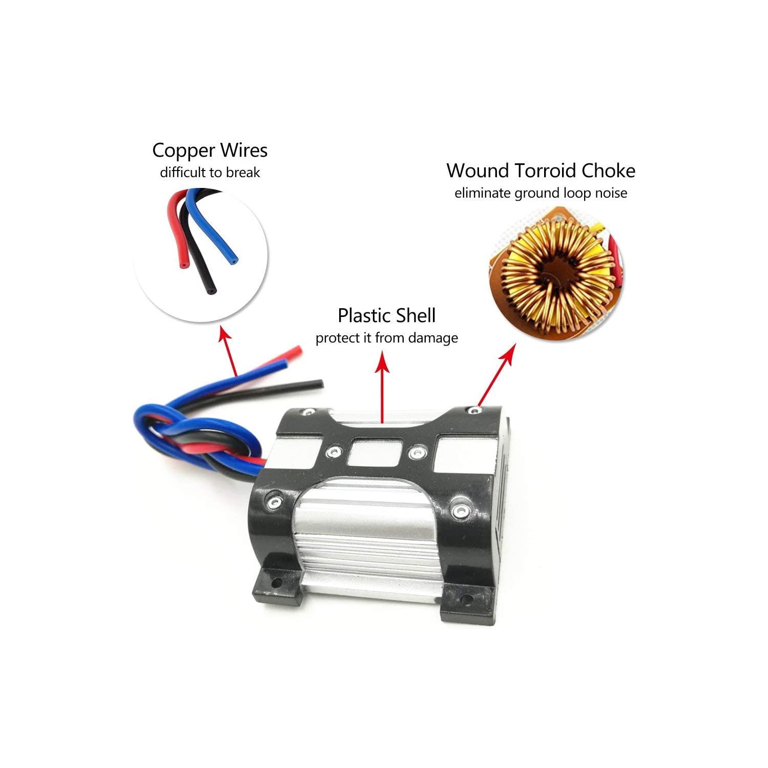 Amplificateur radio pour l'auto 10 a, 12 V, suppresseur de bruit et filtre stéréo avec isolateur de boucle de mise à la terre
