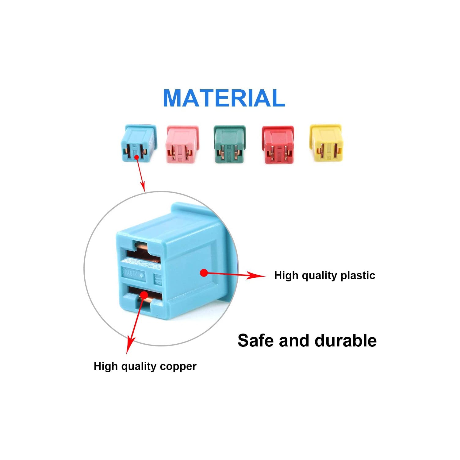 10Pcs Automotive Low Profile Box Shaped Mini Fuse 20A 30A 40A 50A 60A Fuse Assortment Kit for Ford, Chevy/GM, Nissan, and Toyota Pickup Trucks, Cars