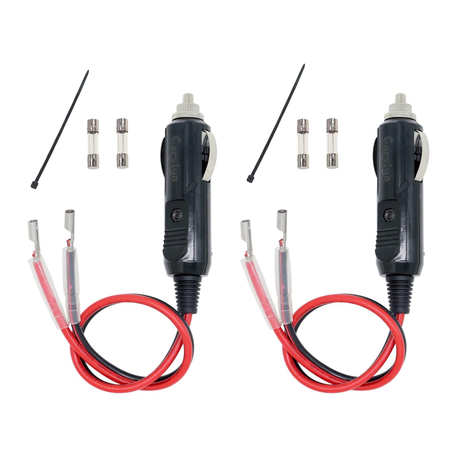 12V 24V Fused Car Replacement Cigarette Lighter Male Plug Power Adapter Extension Cable with Leads 15Amp 20A Fuse & LED Light