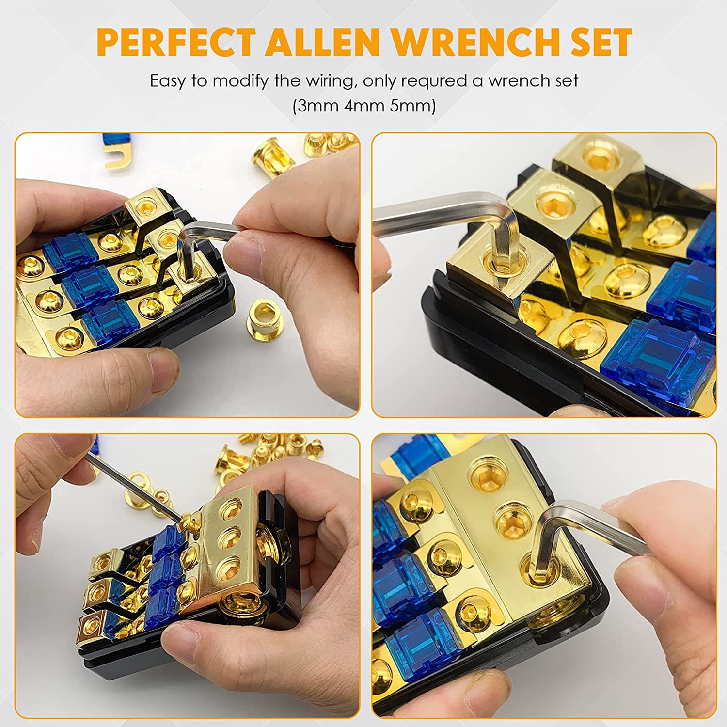 3 Way Mini ANL Fuse Holder, Copper 0/2/4 Gauge to 4/6/8 Gauge 60 Amp Fuse Distribution Block for Car Truck Boat Audio Stereo Amplifier