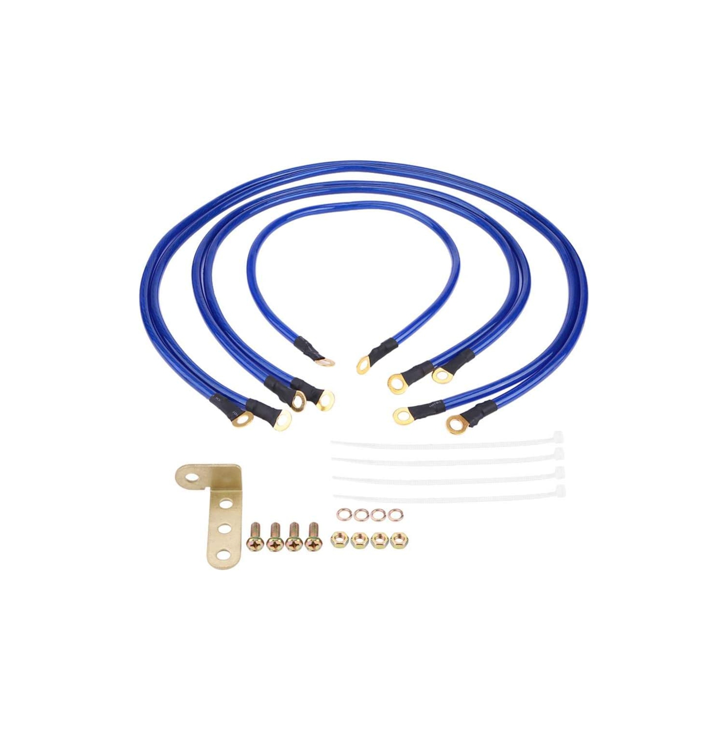 grounding kit car-Acouto Car Grounding Kit Universal 5-Point Auto Earth Cable System Ground Grounding Wire Kit