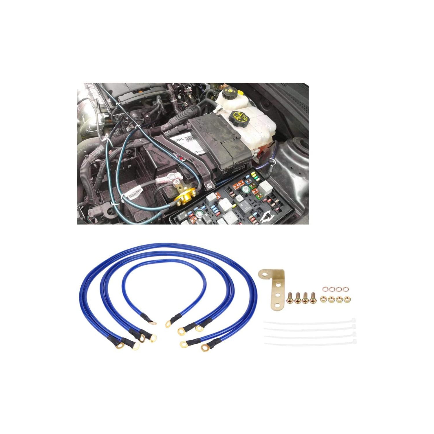 grounding kit car-Acouto Car Grounding Kit Universal 5-Point Auto Earth Cable System Ground Grounding Wire Kit