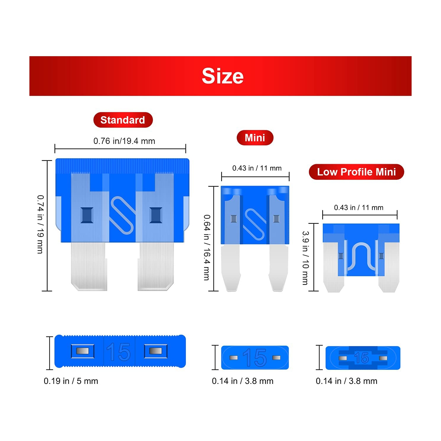Fuse Assortment Kit,306pcs Car Boat Truck SUV Auto Automotive Assorted Replacement Blade Fuses Standard & Mini & Low Profile Mini-2A 5A 7.5A 10A 15A