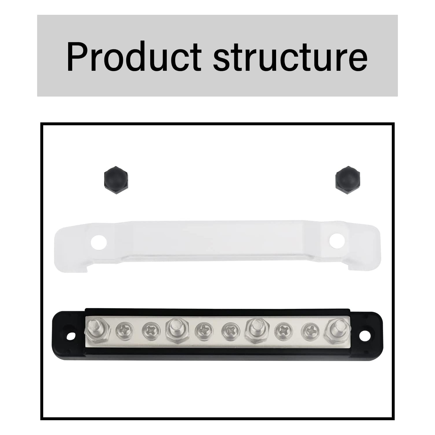 Busbar Distribution Block 4 x 1/4' Studs 6 x M4 Screw Terminal Blocks with Cover 150 Amp Rating Automotive Marine Battery Bus Bars