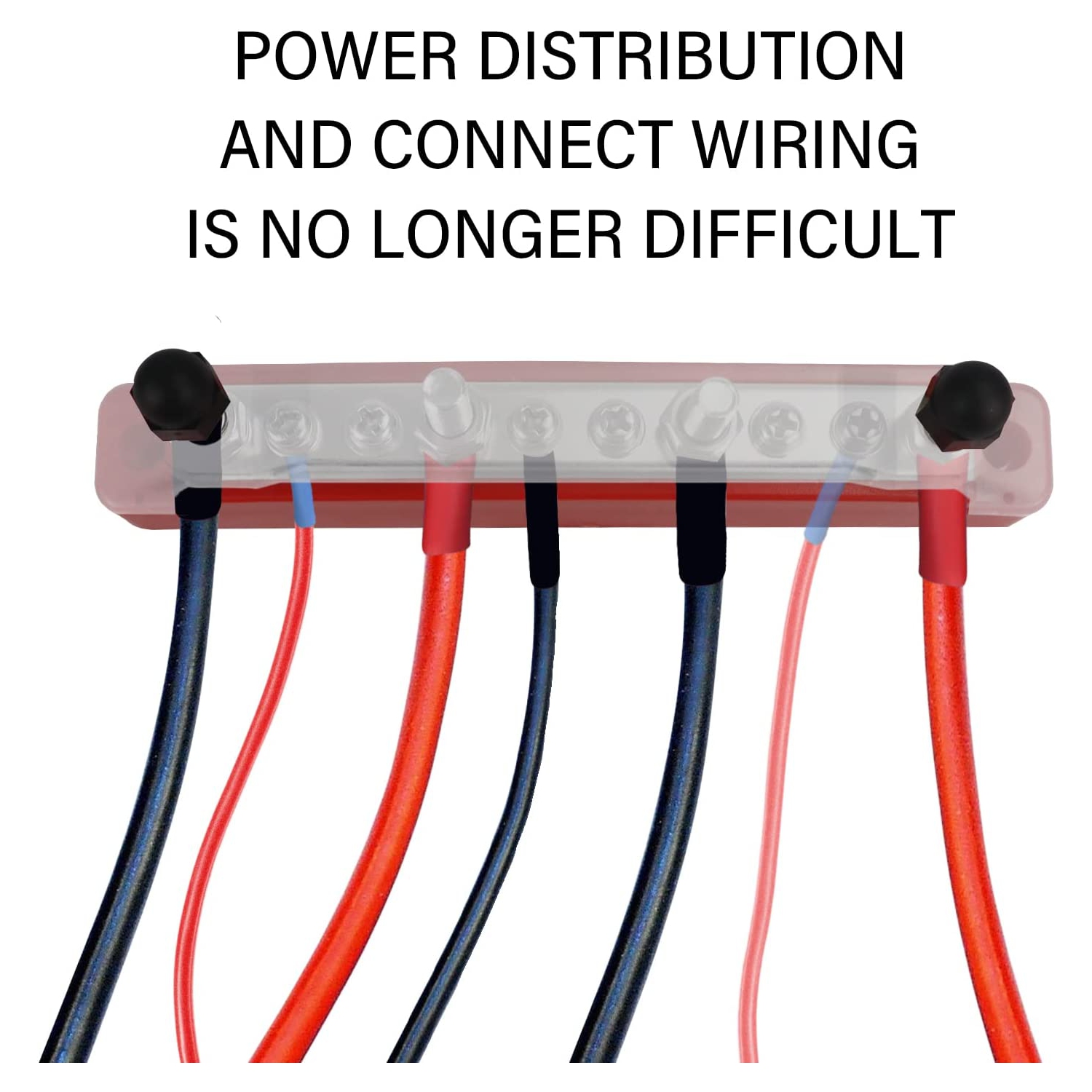 Busbar Distribution Block 4 x 1/4' Studs 6 x M4 Screw Terminal Blocks with Cover 150 Amp Rating Automotive Marine Battery Bus Bars