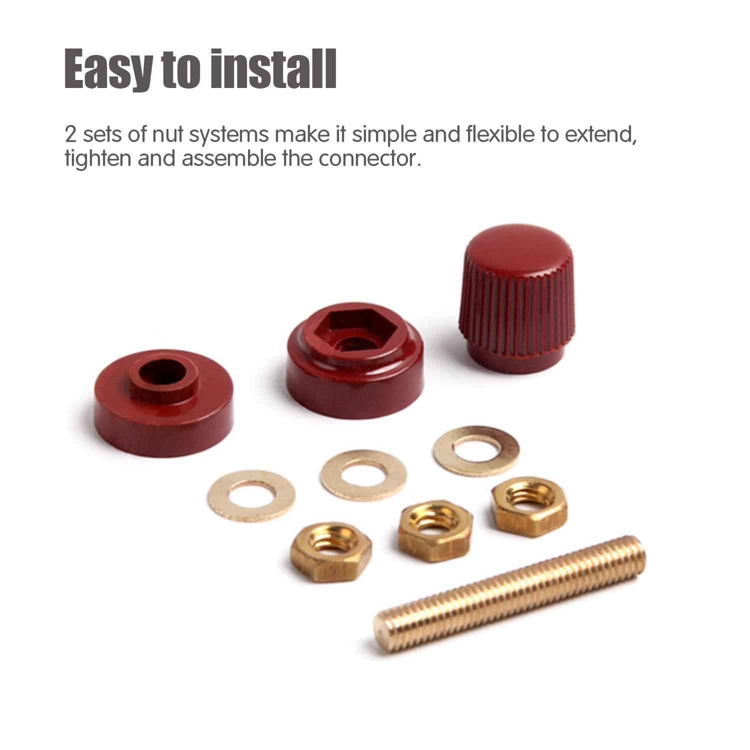 Copper Battery Terminal Stud Connector, M8 8mm Remote Battery Binding Power Junction Post Block Terminal Kit, 2 Pack