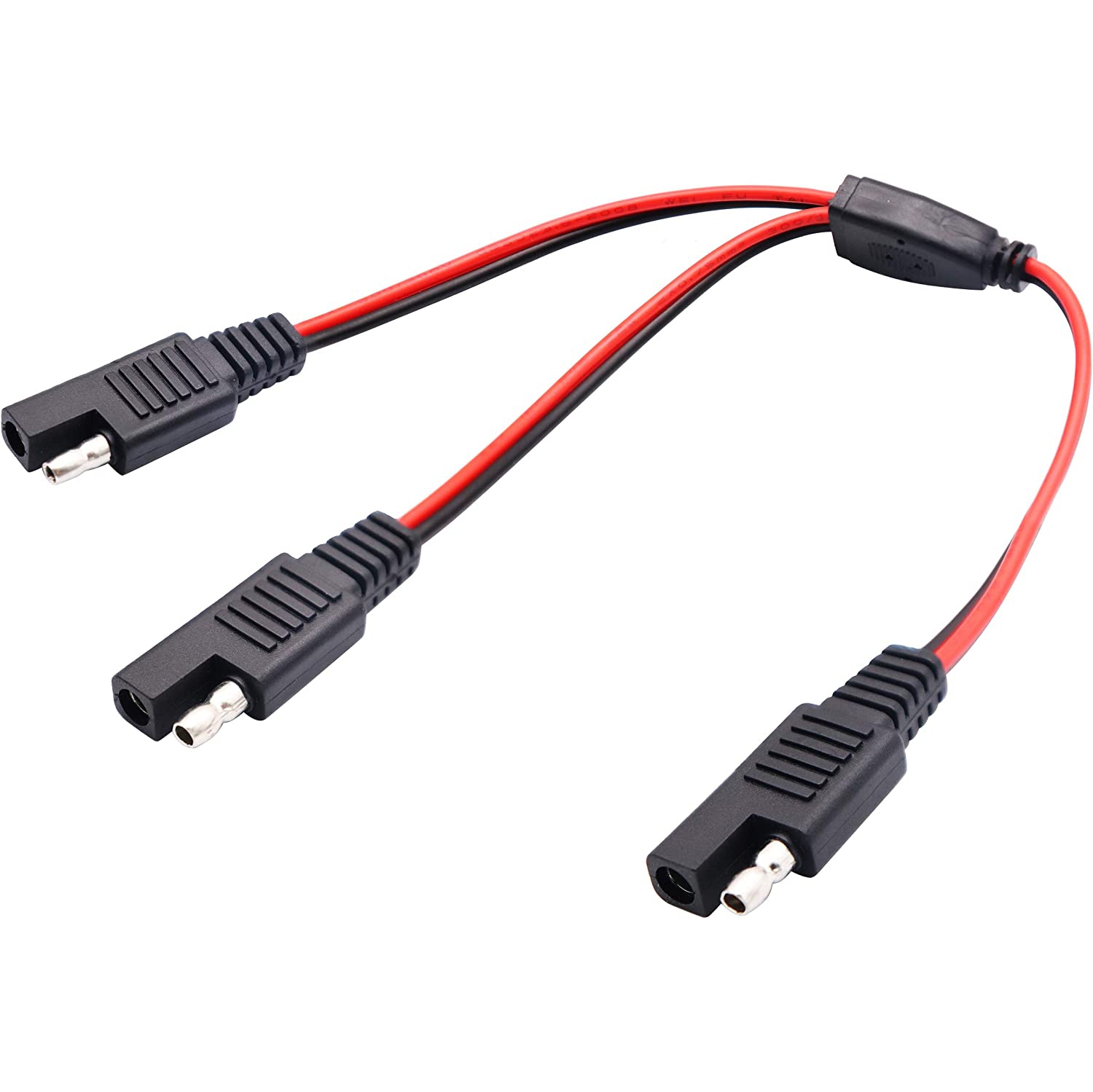 SAE Y Splitter Extension Cable SAE 1 to 2 SAE DC Power Automotive Extension Cable 2 Pin Quick Connect Disconnect Plug SAE Connector 18AwG Wire for