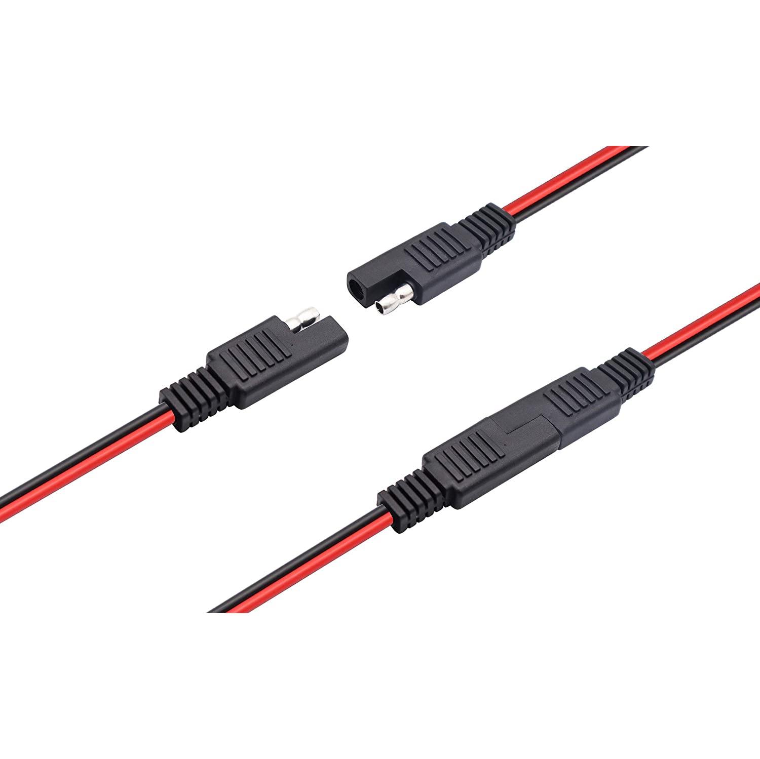 SAE Y Splitter Extension Cable SAE 1 to 2 SAE DC Power Automotive Extension Cable 2 Pin Quick Connect Disconnect Plug SAE Connector 18AwG Wire for