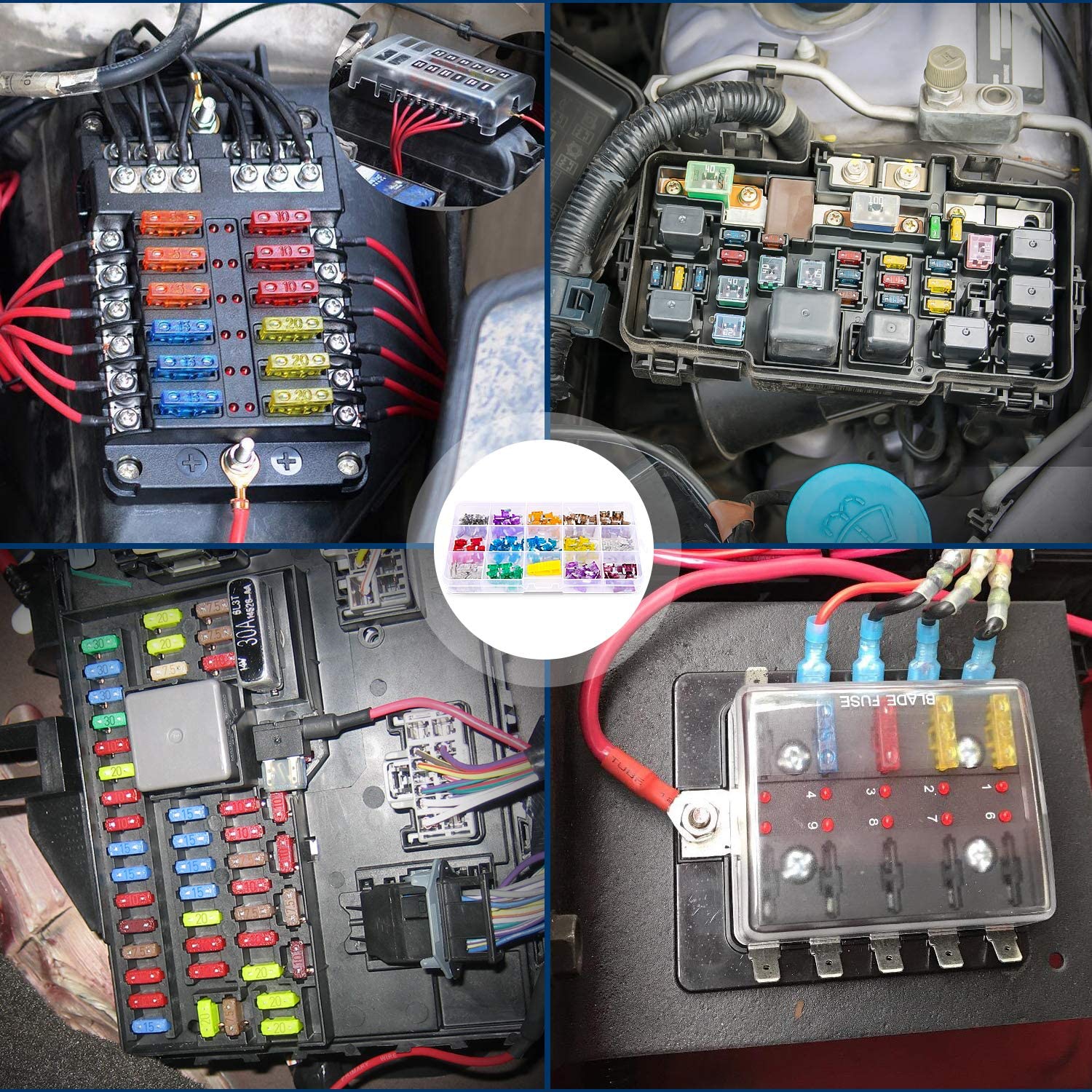 - 50014R 140pcs Low Profile Mini Blade Fuse Assortment, 2A 3A 5A 7.5A 10A 15A 20A 25A 30A 35A 40A Mini Blade Fuses for Car Boat Truck SUV Automotive