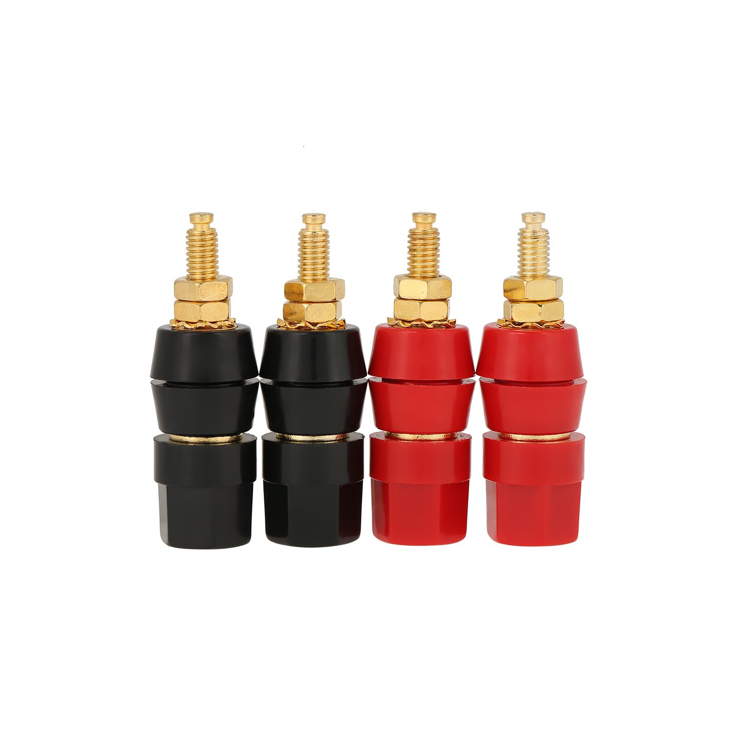 4 Pcs Banana Socket, Test Probe Audio Speaker Terminal Binding Post Banana Plug Socket Adapter Connector, 4mm Panel Mount Banana Socket, Black and Red