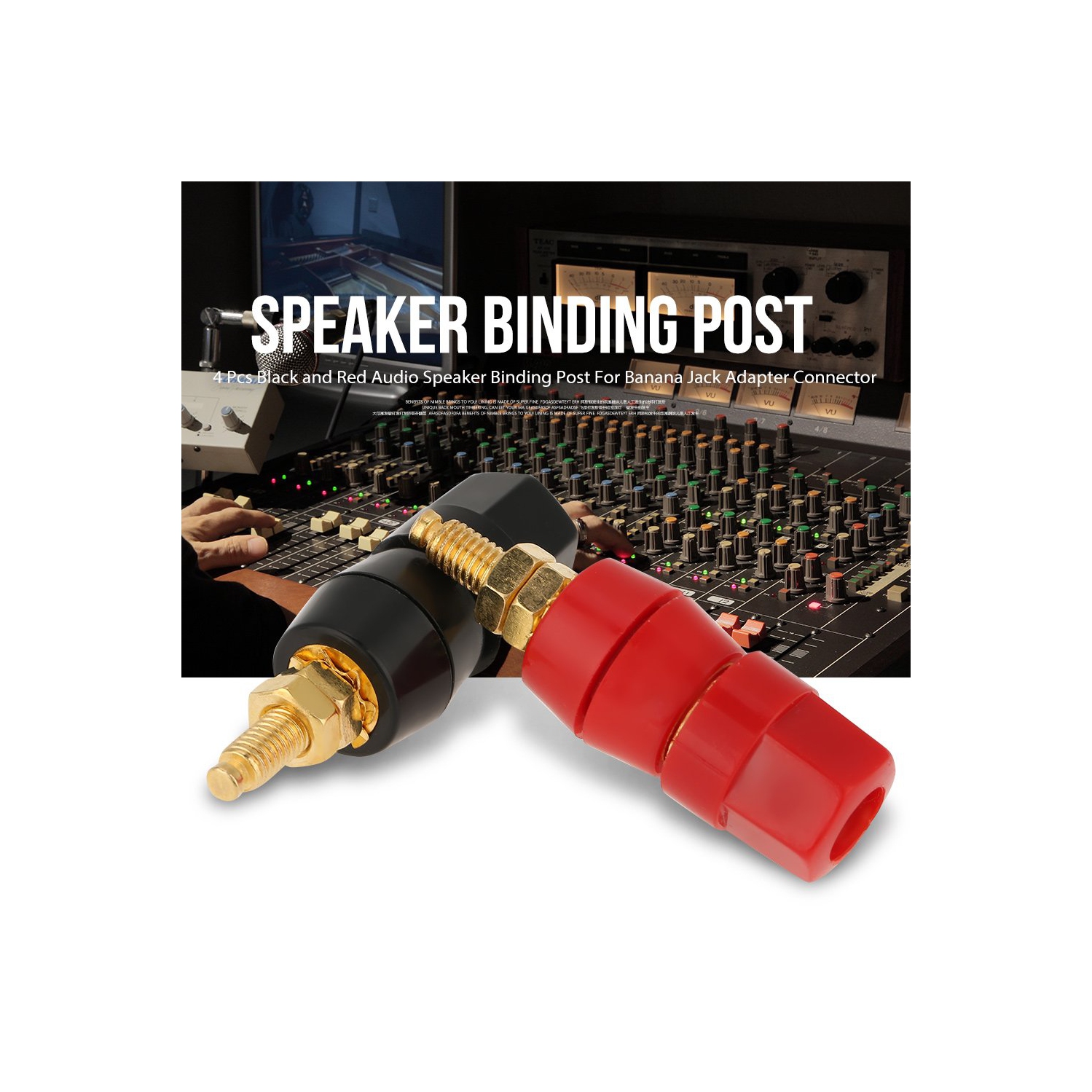 4 PC prise Banana, Test Probe Audio haut-parleur border borne Banana Plug Adaptateur connecteur, prise banane 4 mm pour montage sur panneau, noir et