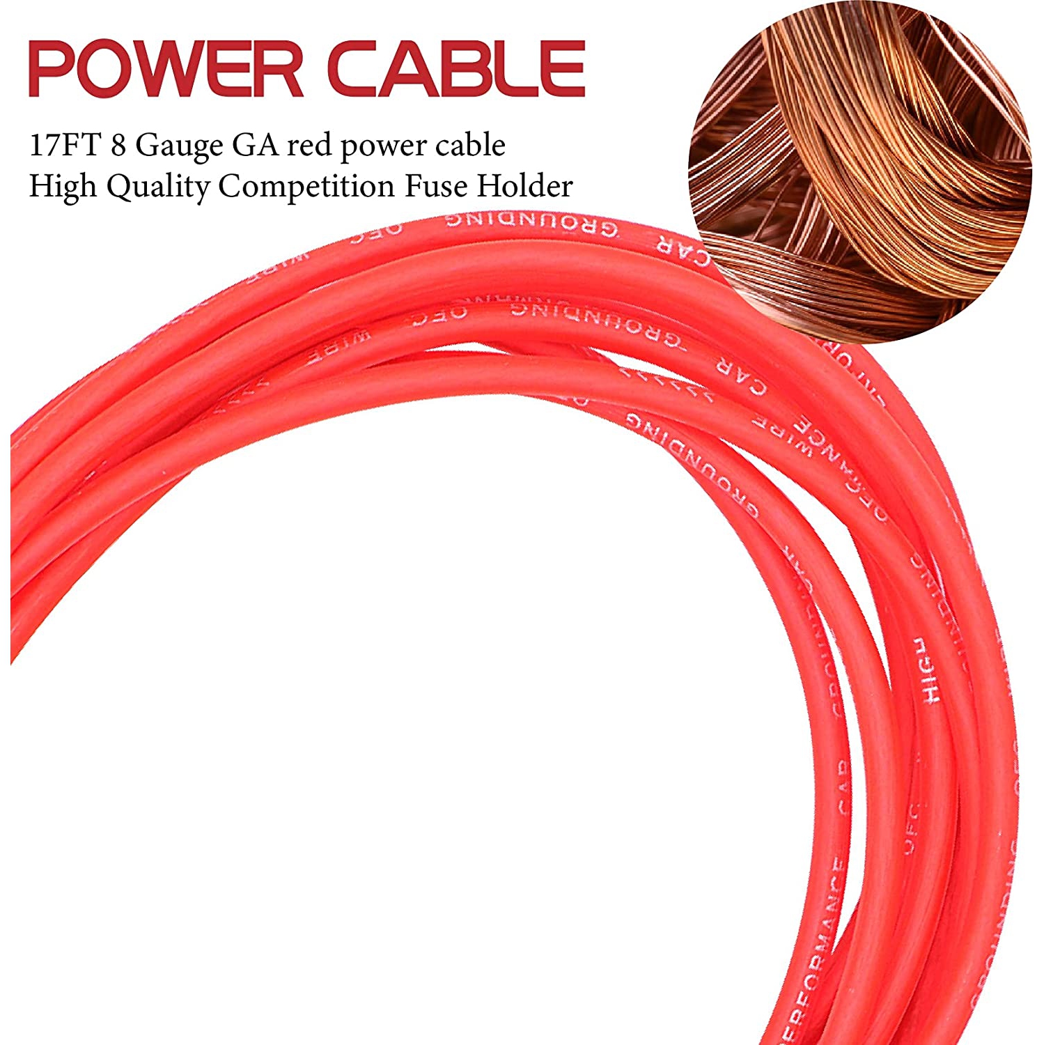 8 Gauge Audio Amplifier Installation Wiring Systems KIT,Make Connections and Brings Power to Your Radio, Subwoofers and Speakers