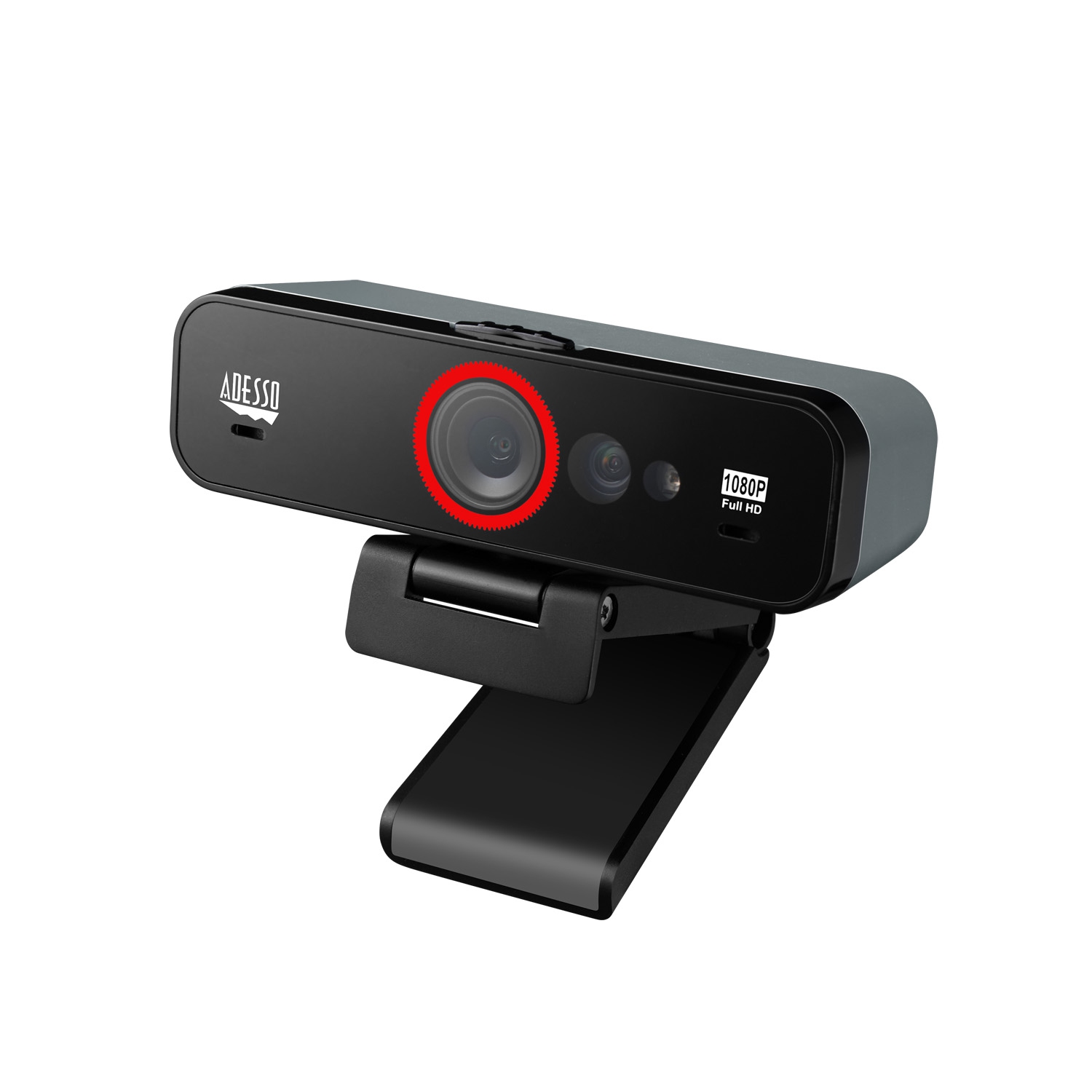 Adesso webcam 1080p Cybertrack F1 2.1MP Dual Mics avec un trépied à annulation de bruit / Trépied Reconnaissance faciale montable Bonjour compatible
