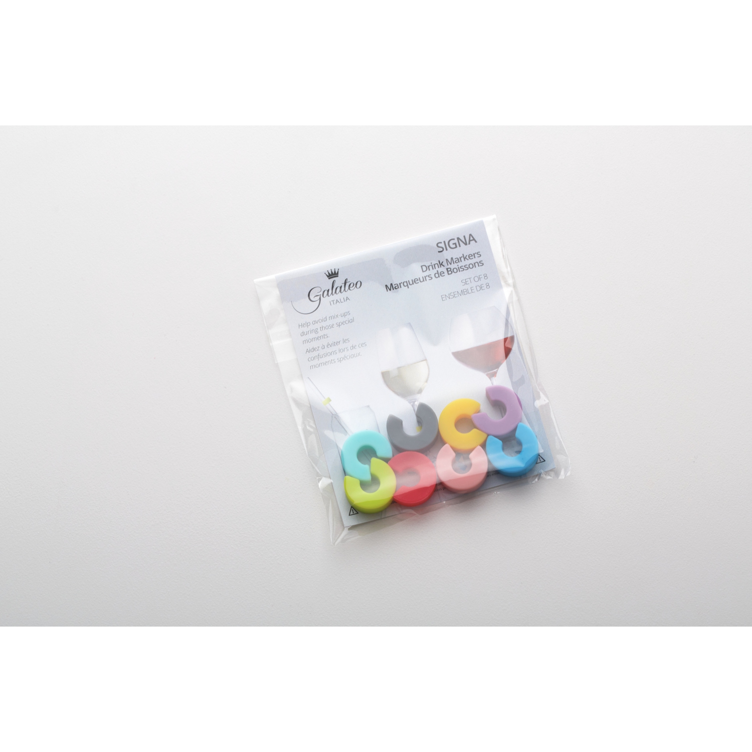 Galateo Signa Silicone Glass Markers/Charms - Set of 8