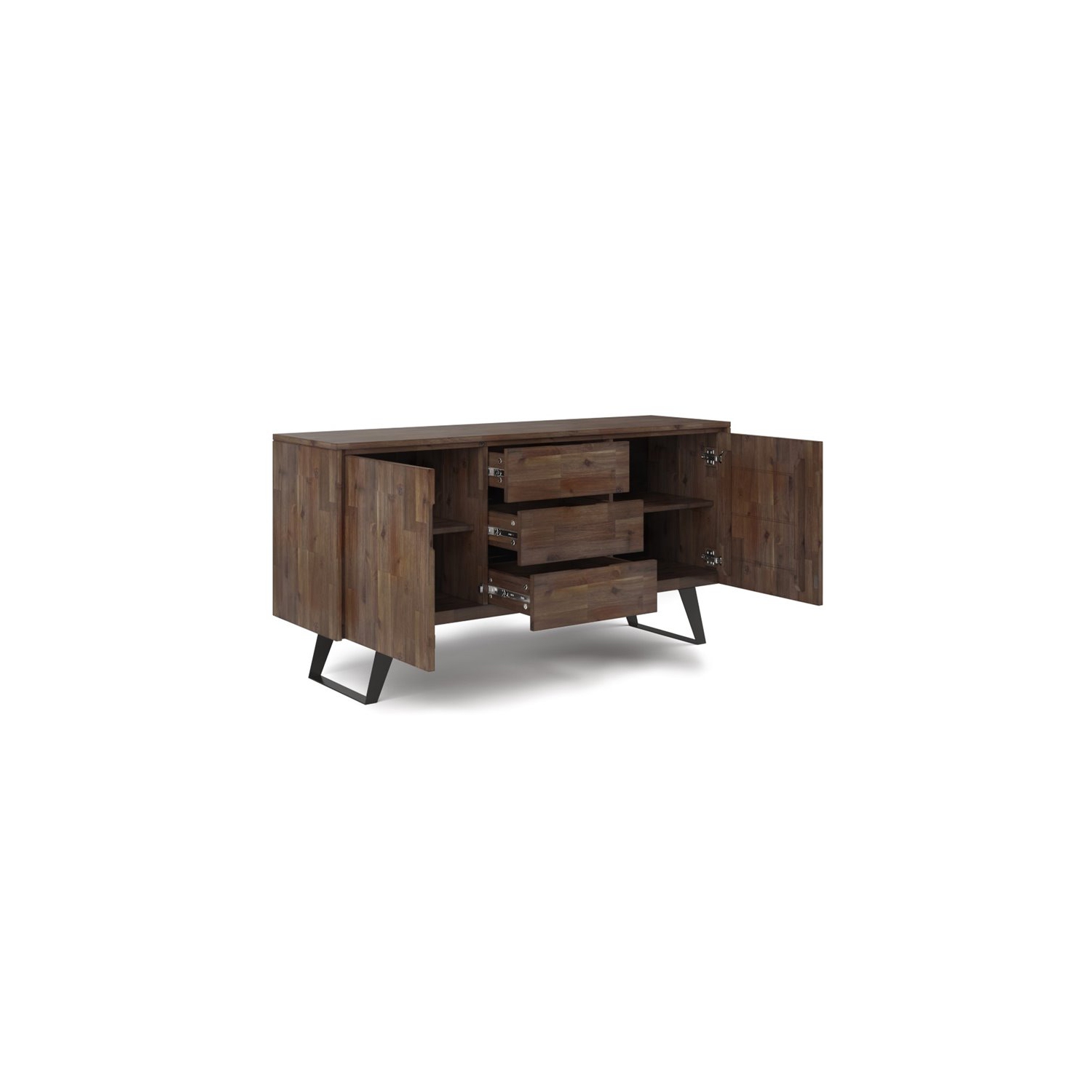 Simpli Home Lowry 60" Solid Wood Sideboard in Rustic Natural Aged Brown