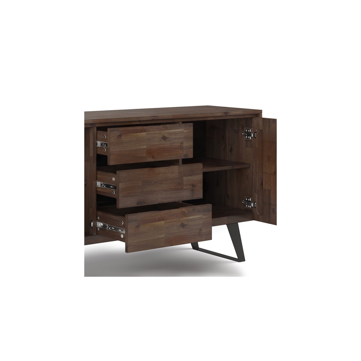 Simpli Home Lowry 60" Solid Wood Sideboard in Rustic Natural Aged Brown
