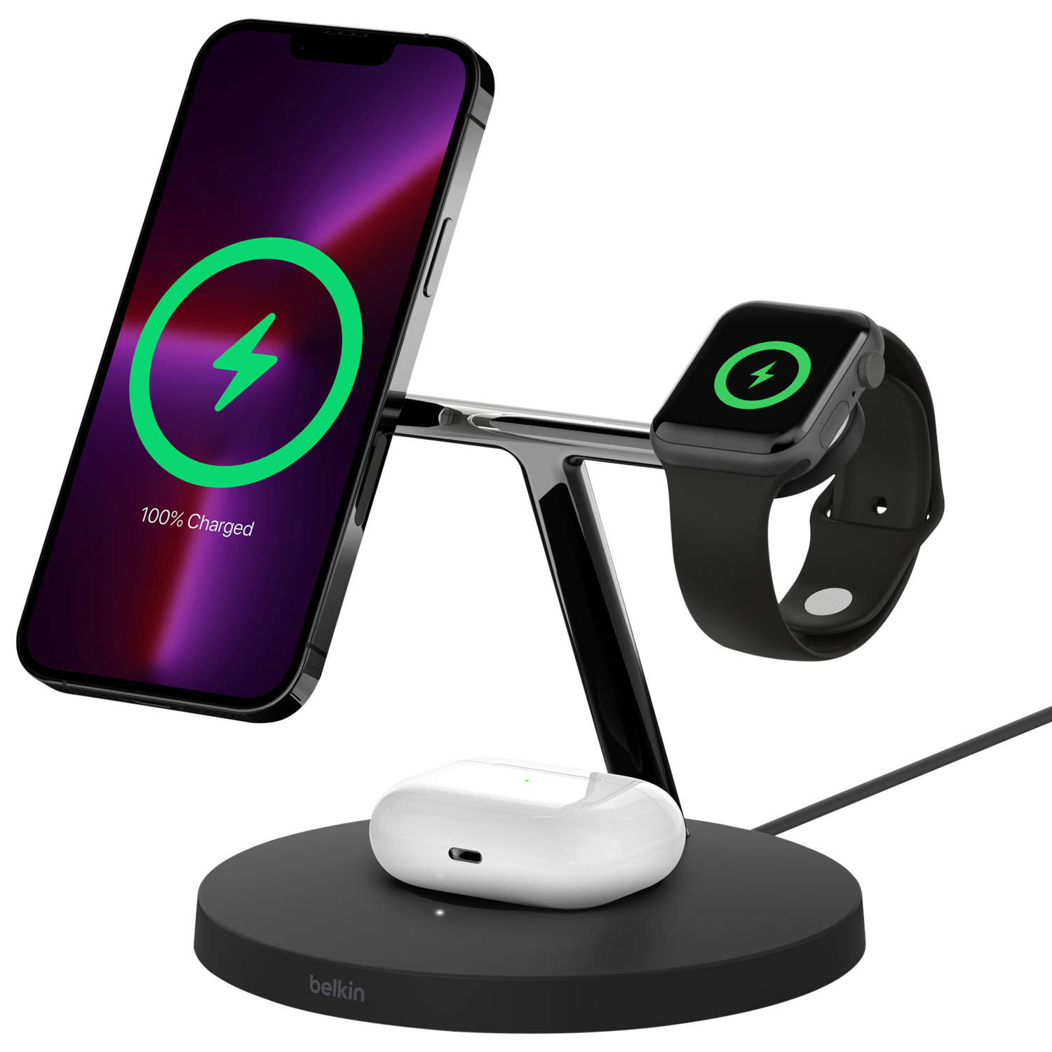 Support Magnétique Universel Pour Téléphone Avec Béquille - Compatible MagSafe, IPhone, Samsung - Rotation Facile Et Fixation Solide - Noir