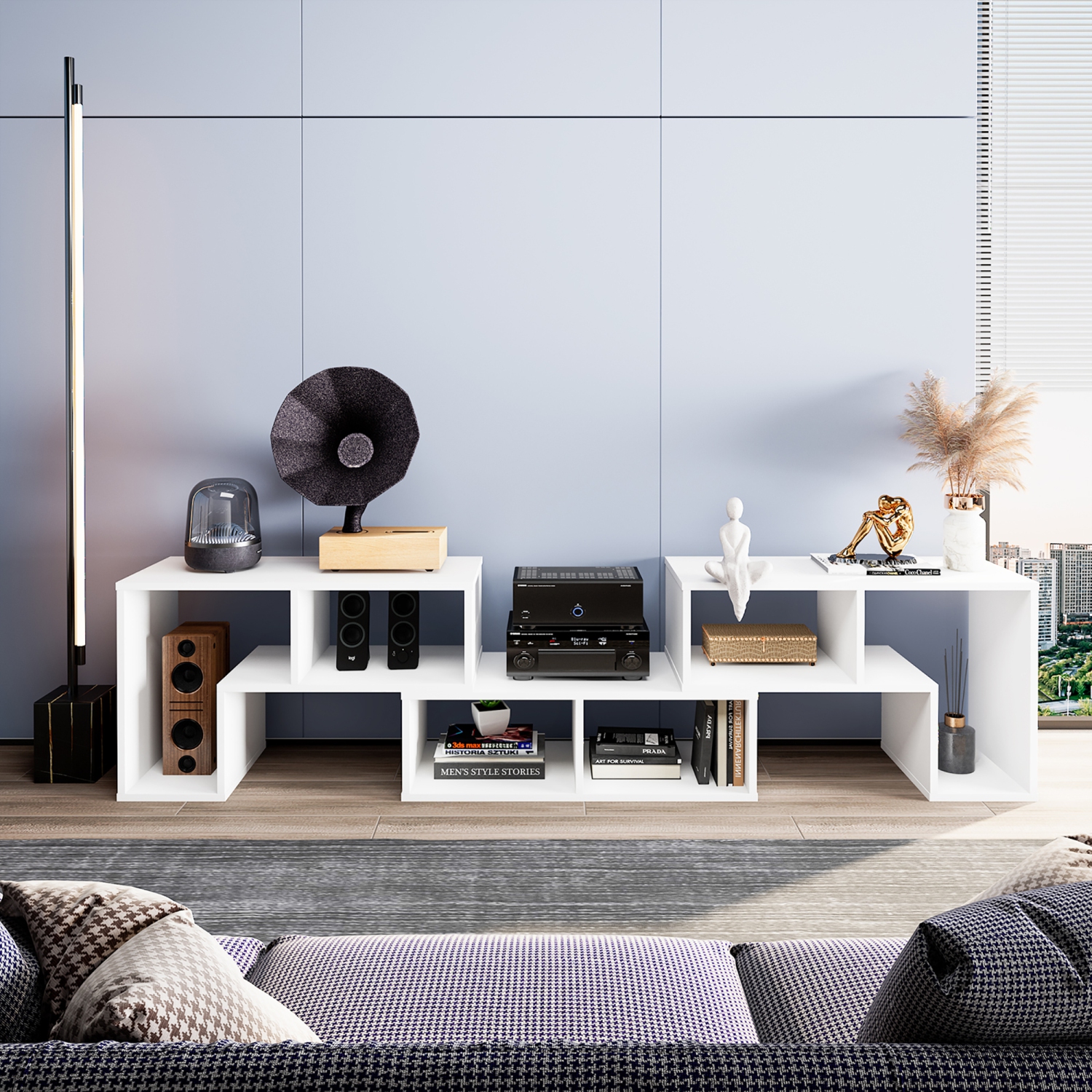 Costway 3 Pcs TV Stand for TV's up To 65" Console Entertainment Center Bookcase Shelves