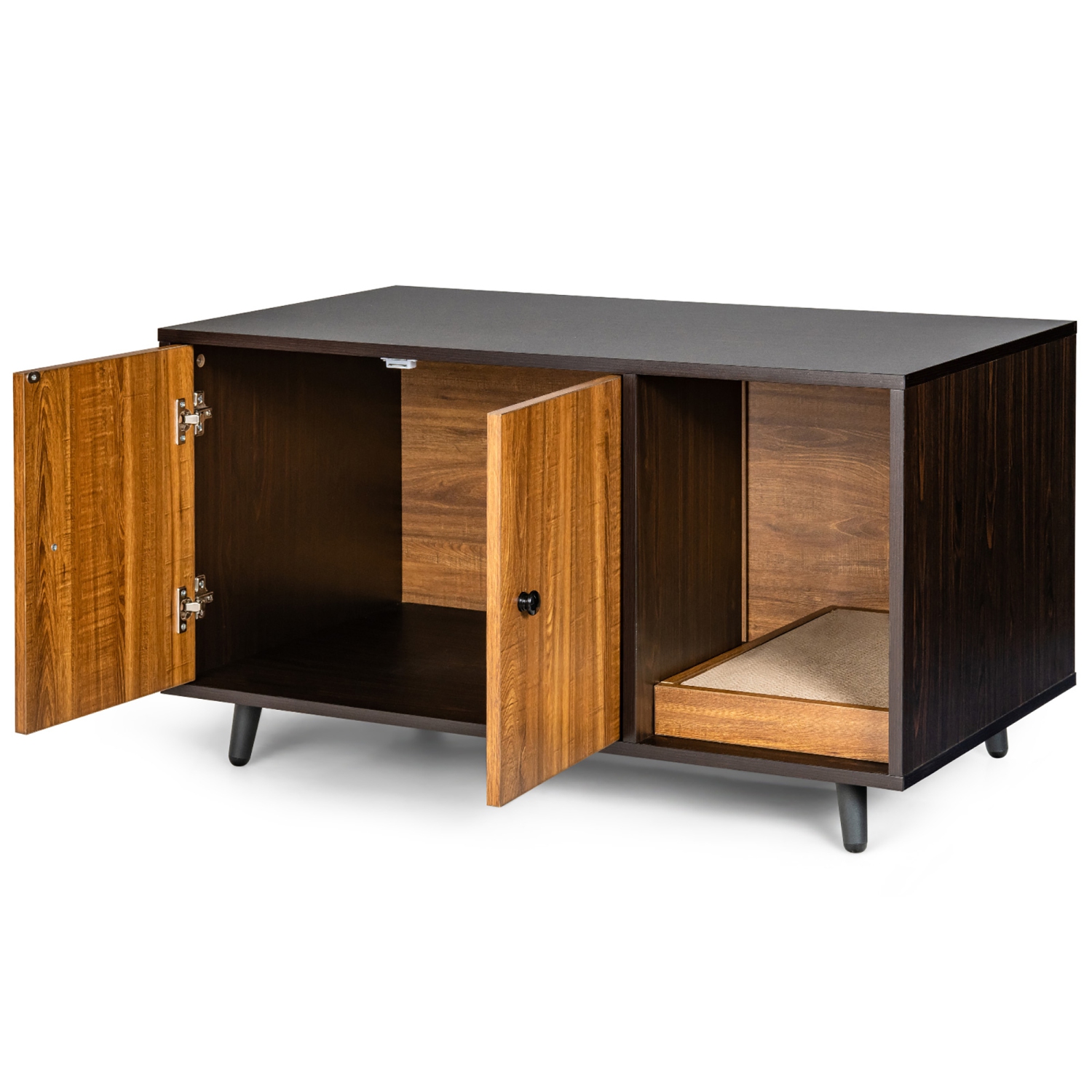 Costway Cat Litter Box Enclosure Cat Washroom Hidden Litter Box Enclosure Coffee