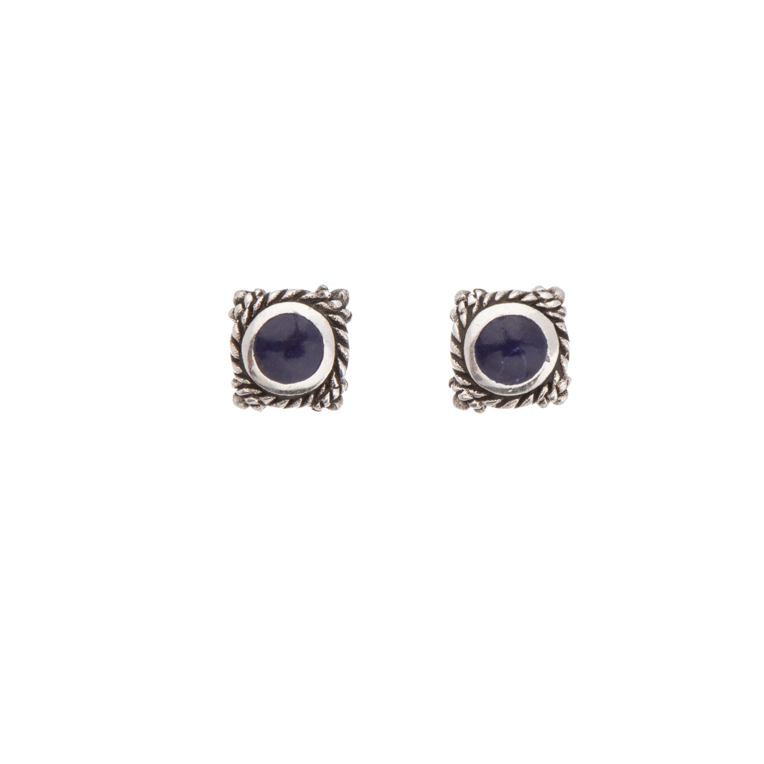 Ag Sterling - Sterling Silver Lapis Square Stud Earrings