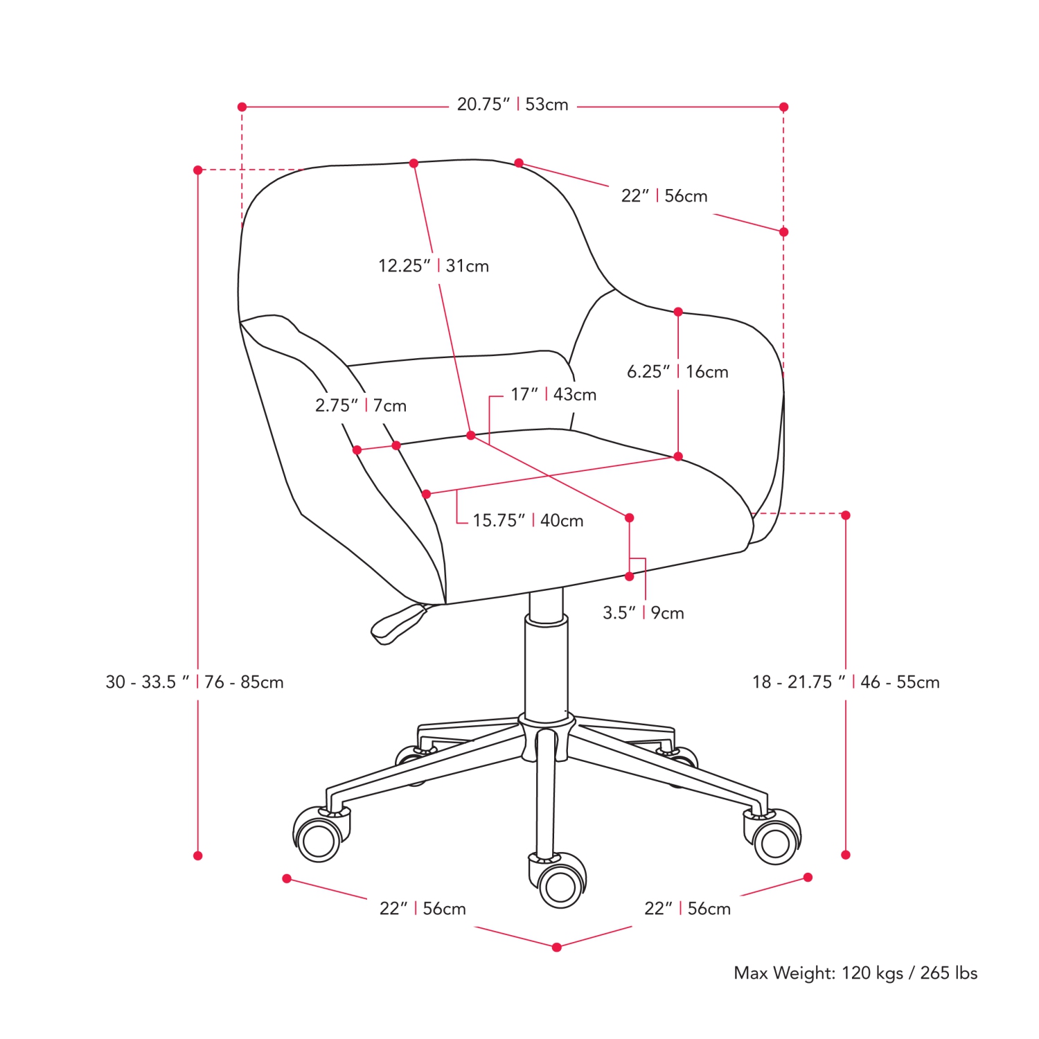 CorLiving WGY-634-C Marlowe Upholstered Task Chair, Light Blue