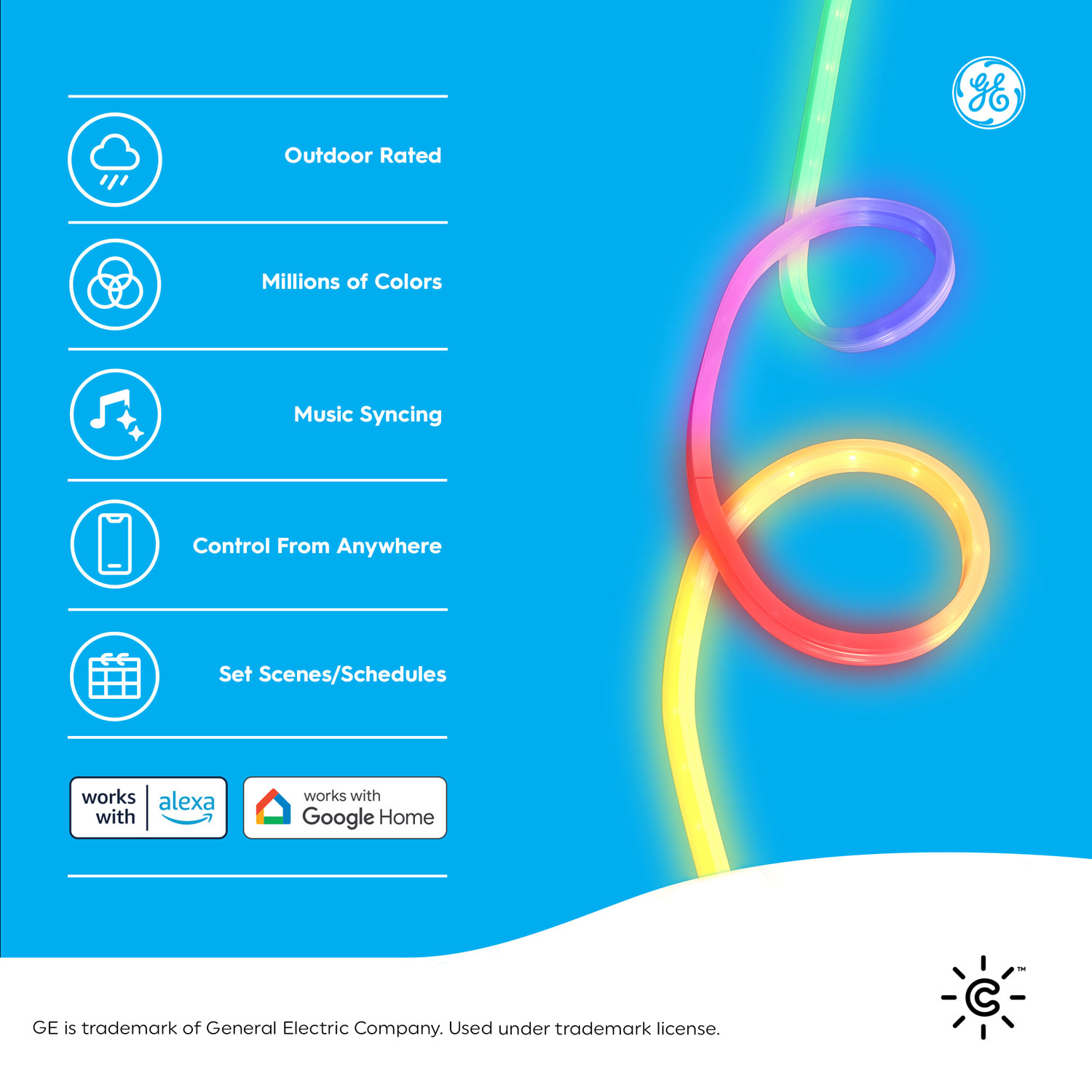 GE Cync 4.9m Dynamic Effects Gradient Outdoor Smart Light Strip - Multi-Colour