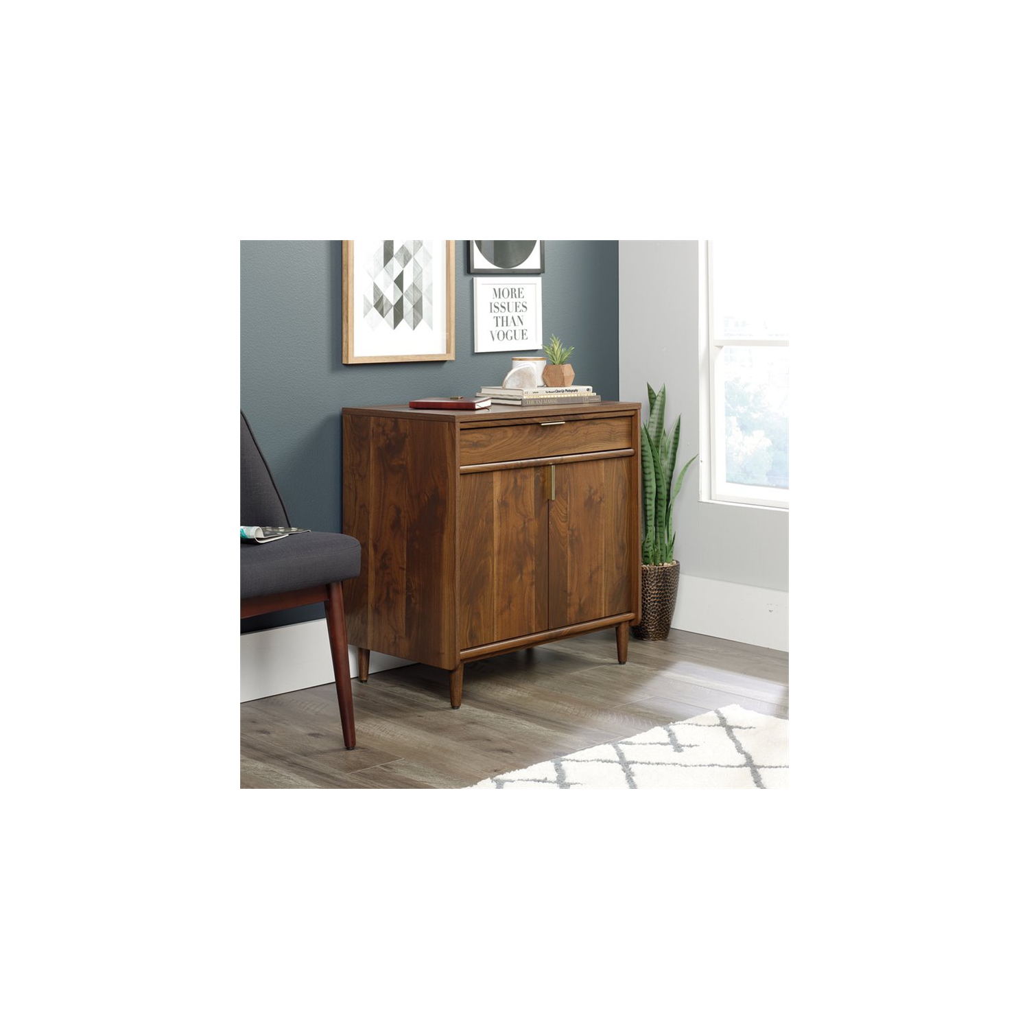 Pemberly Row Mid-Century Storage Cabinet in Grand Walnut