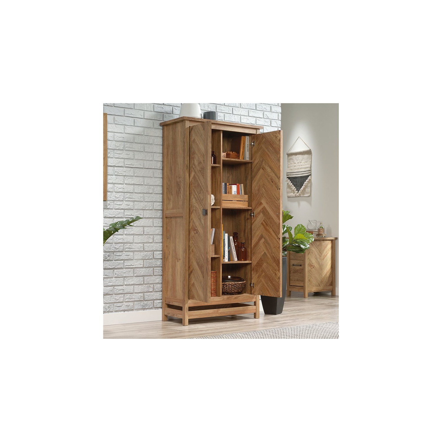 Pemberly Row Mid-Century Storage Cabinet in Sindoori Mango