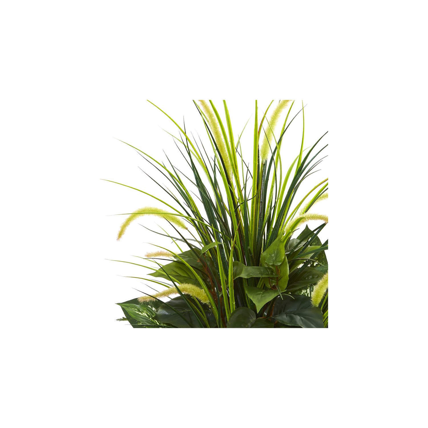 Mixed River Fern and Dog tail Artificial Plant in White Tower Planter