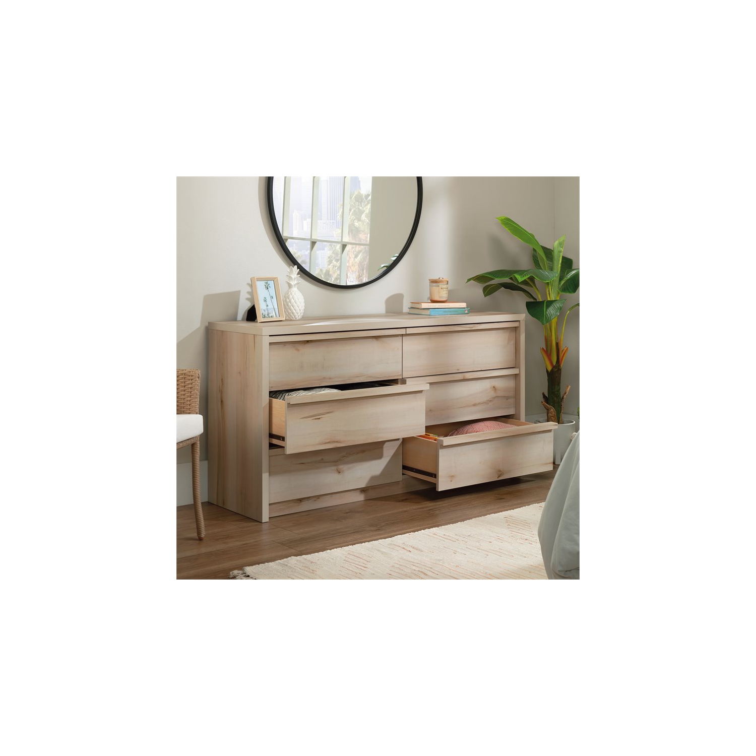 Pemberly Row Engineered Wood Bedroom Dresser in Pacific Maple