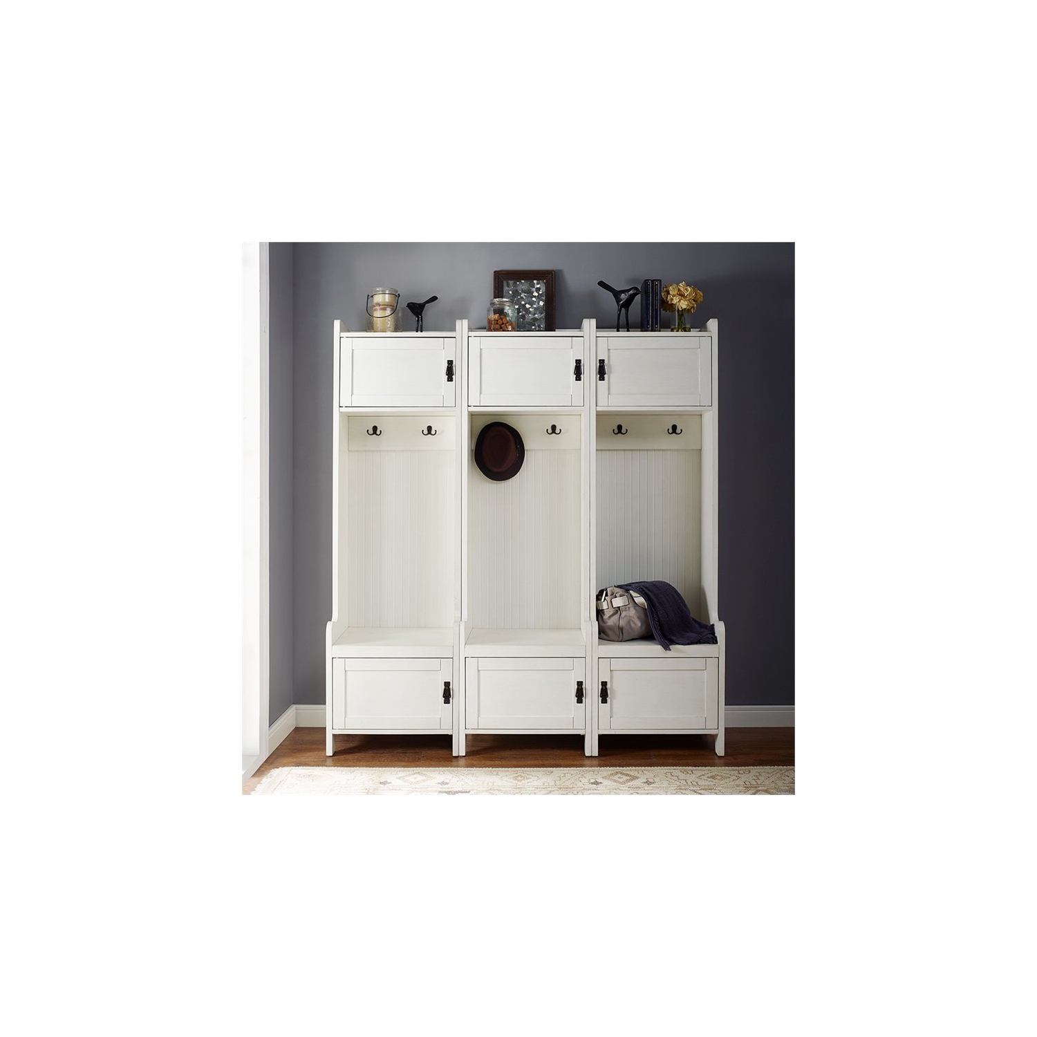 Portemanteau en bois d’ingénierie de Bowery Hill, blanc vieilli