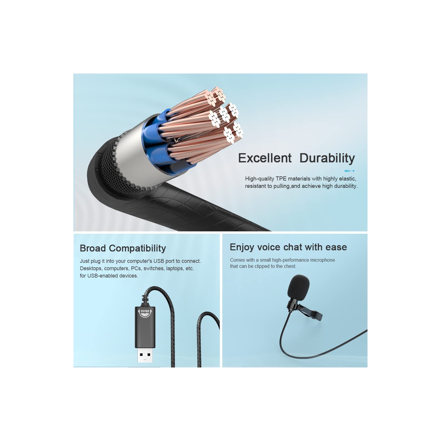 AC300 USB Microphone Earphones Compatible with Laptop, PC and Mac, Cameras, Recording Mic for YouTube,Interview,Video Omnidirectional Condenser