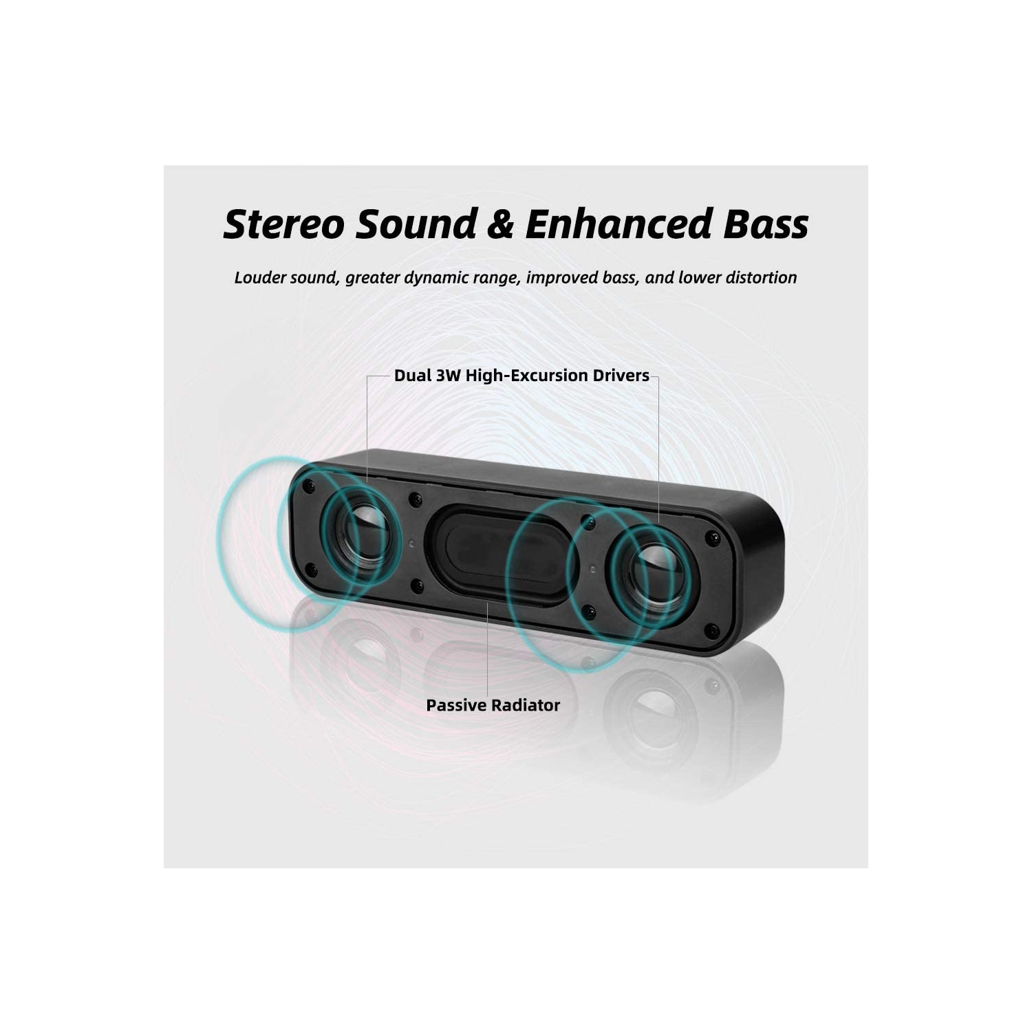 Haut-parleur d’ordinateur USB, haut-parleur de portable avec son stéréo et basses améliorées, mini barre de son portative pour les ordinateurs