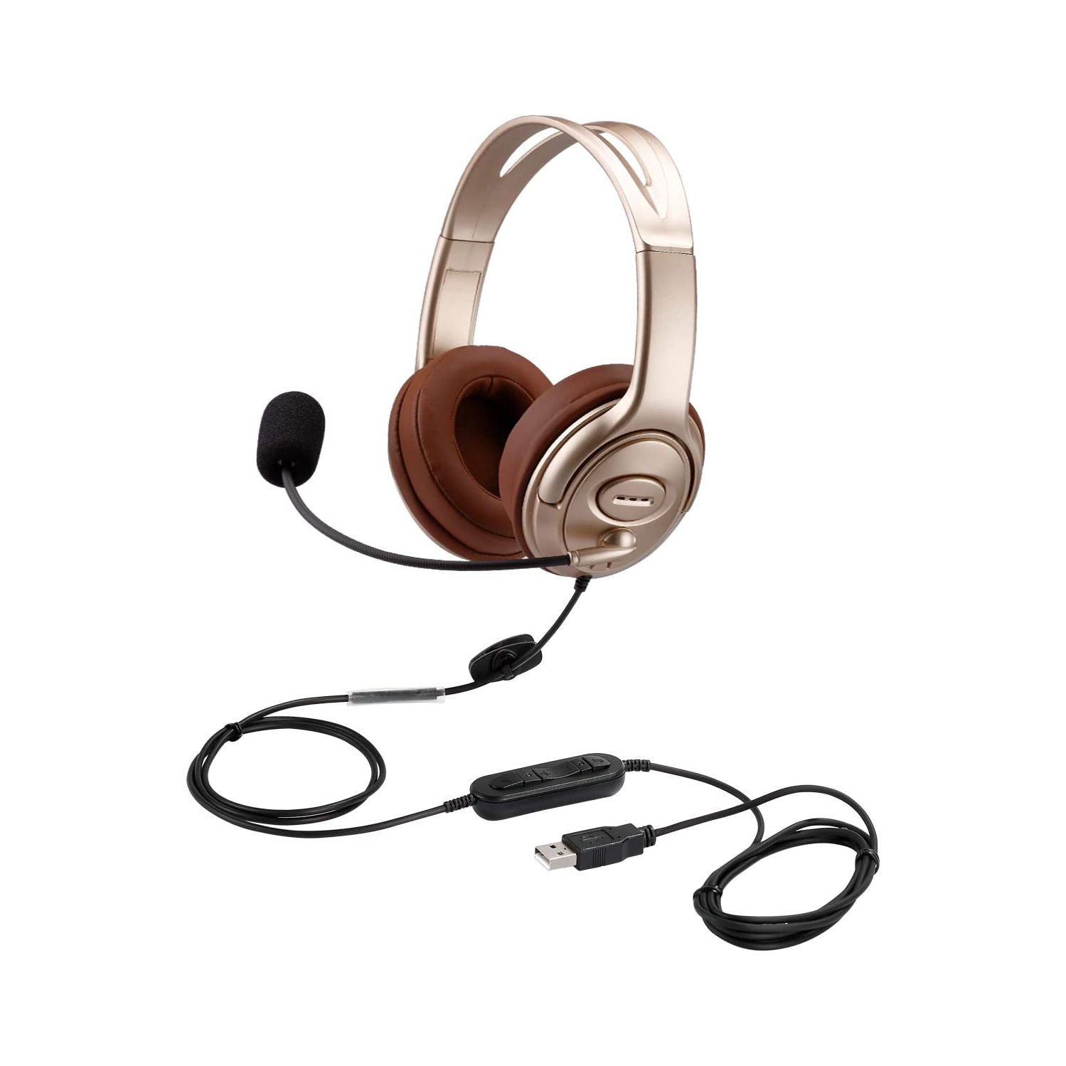 USB Headset with Microphone Noise Cancelling and Volume Controls, Computer Headphone Headset with Voice Recognition Mic for UC Softphones Business