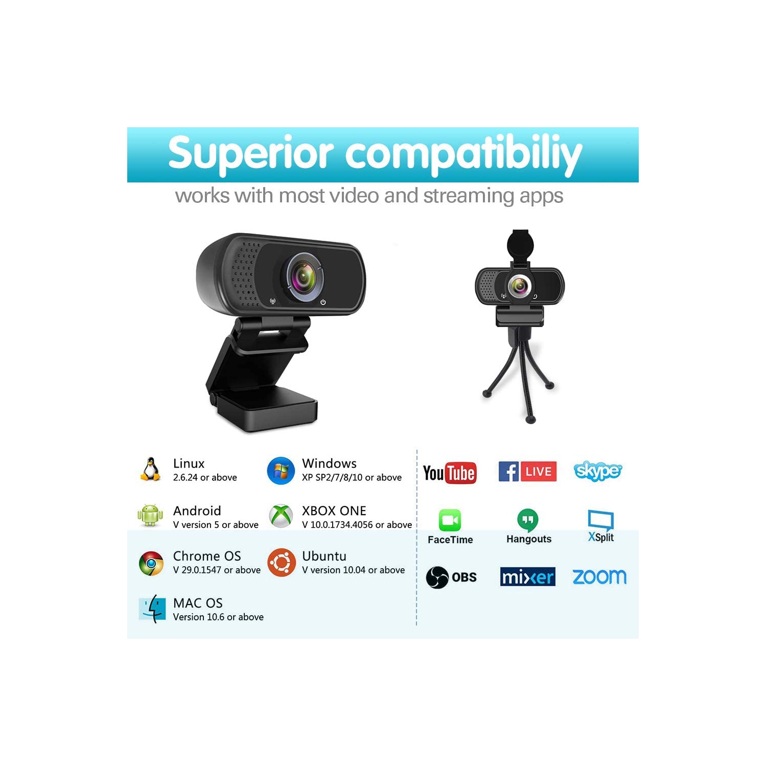 1080P Webcam,Live Streaming Web Camera with Stereo Microphone, Desktop or Laptop USB Webcam with 110 Degree View Angle, HD N5 Webcam for Video