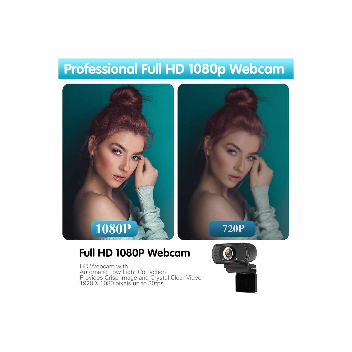 1080P Webcam,Live Streaming Web Camera with Stereo Microphone, Desktop or Laptop USB Webcam with 110 Degree View Angle, HD N5 Webcam for Video