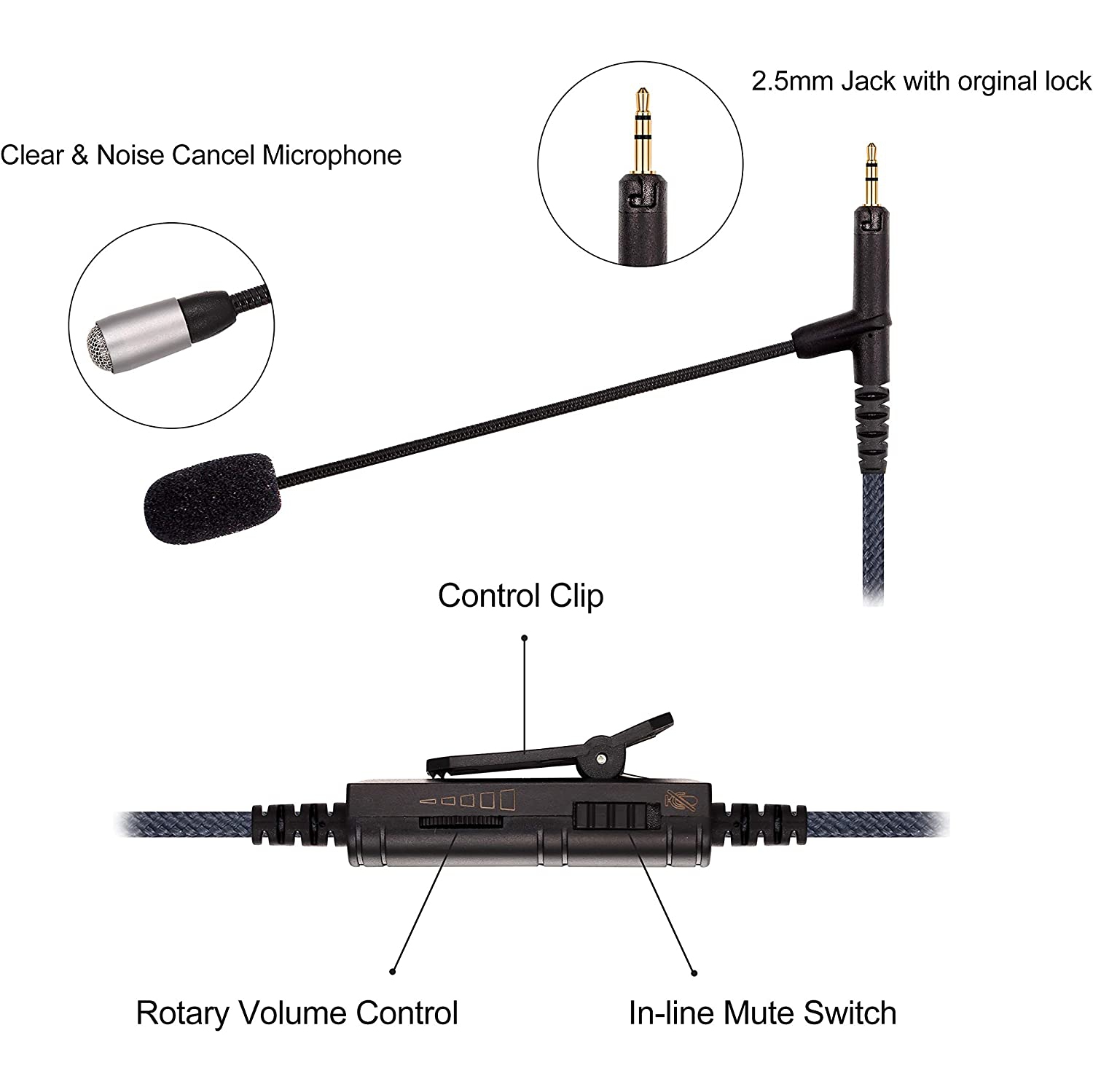 Cable Boom Microphone - Volume Control for Playstation PS4 or Xbox One Controller, PC - Boompro Gaming Mic Compatible with Audio Technica ATH-M50x,
