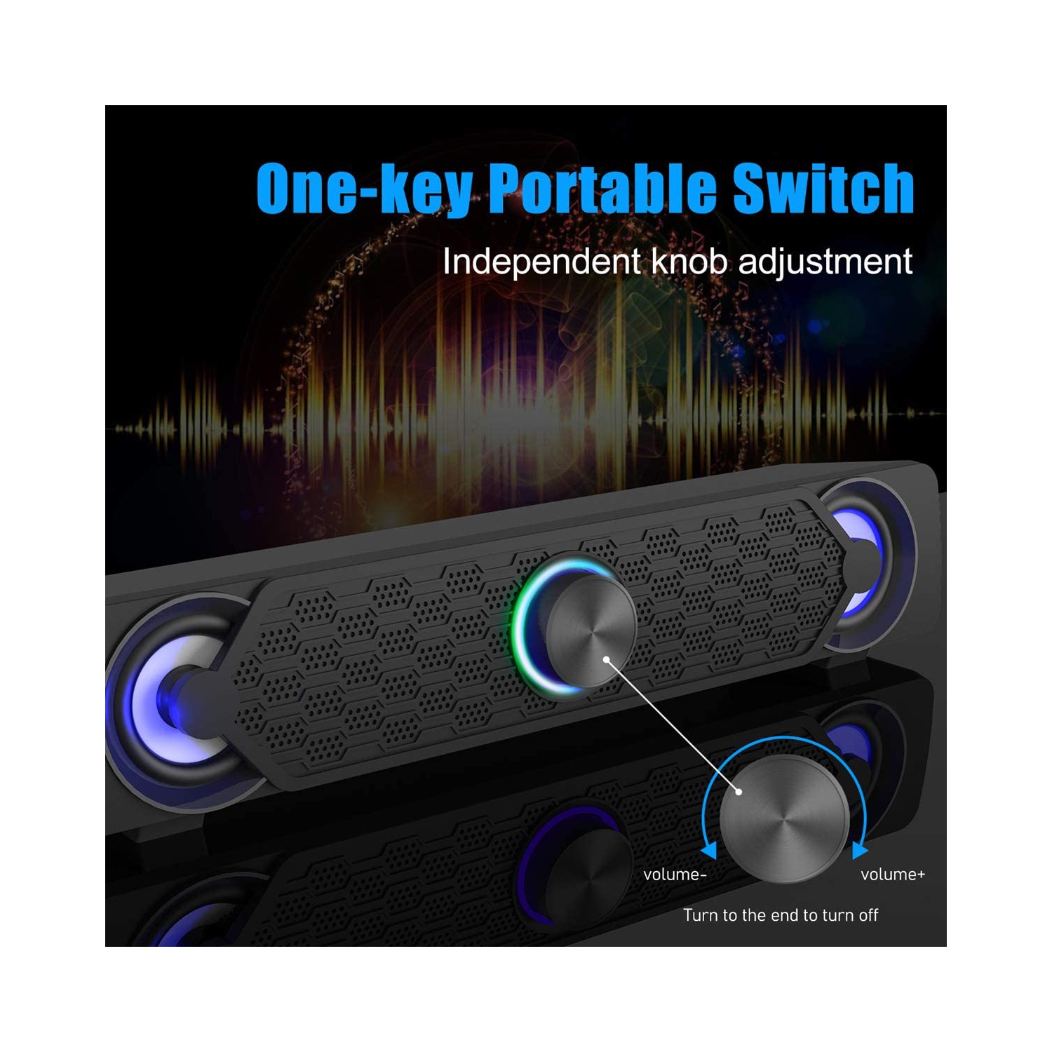 PC Speakers, Computer Gaming Speaker Cool Led/Volume Control Powered by USB, Stereo PC Laptop Desktop Loudspeaker