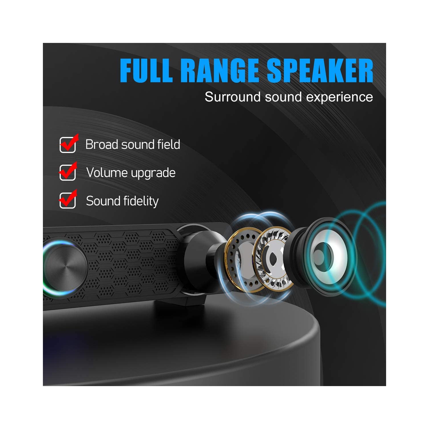 PC Speakers, Computer Gaming Speaker Cool Led/Volume Control Powered by USB, Stereo PC Laptop Desktop Loudspeaker