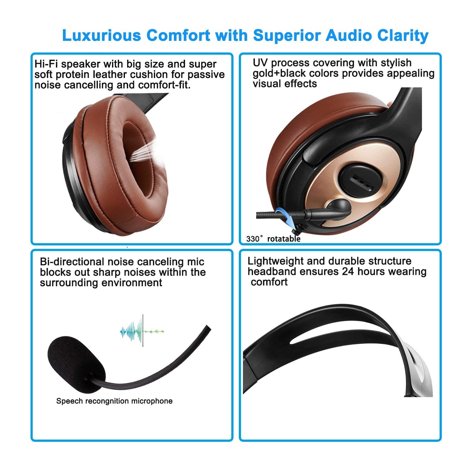 USB Headset with Microphone for PC Laptop w Mic Mute Volume Controller for Dragon Voice Recognition Dictation Wired PC Headphone for School Kids