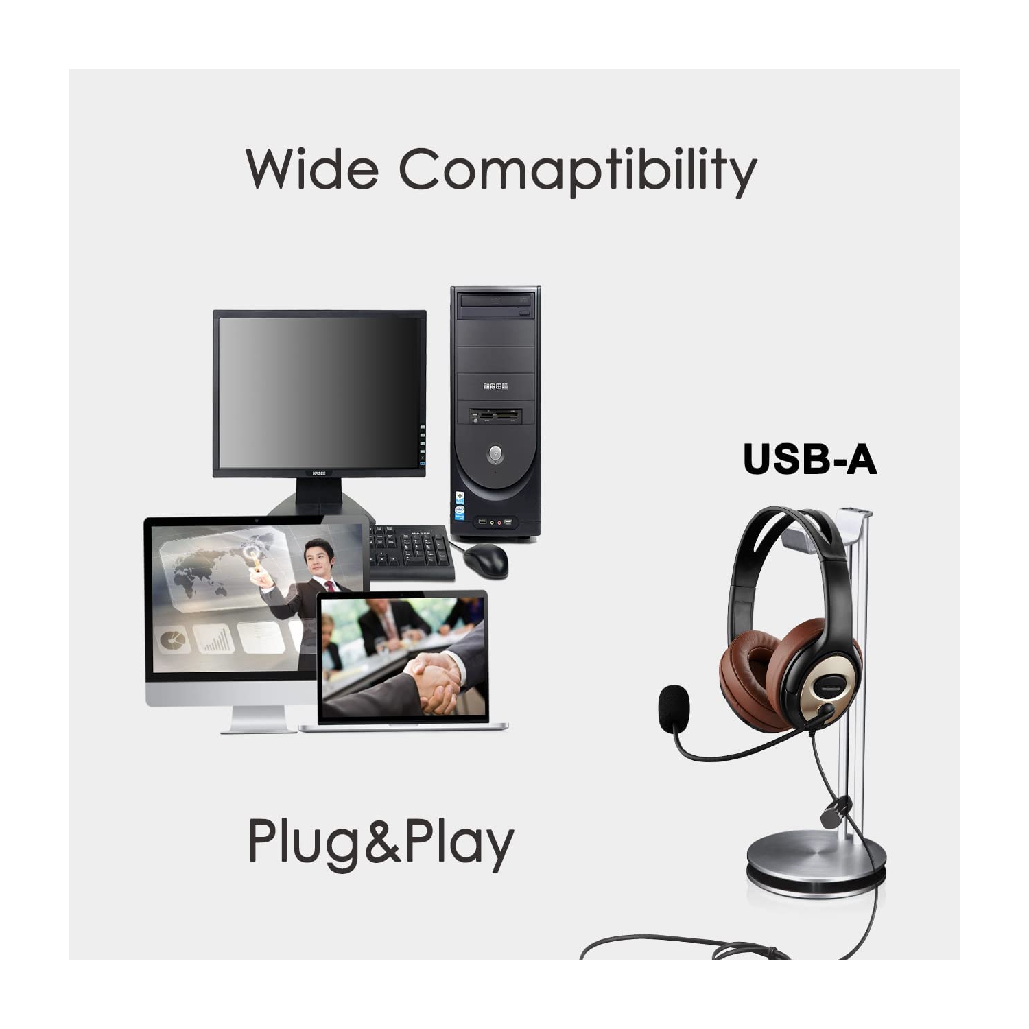 USB Headset with Microphone for PC Laptop w Mic Mute Volume Controller for Dragon Voice Recognition Dictation Wired PC Headphone for School Kids