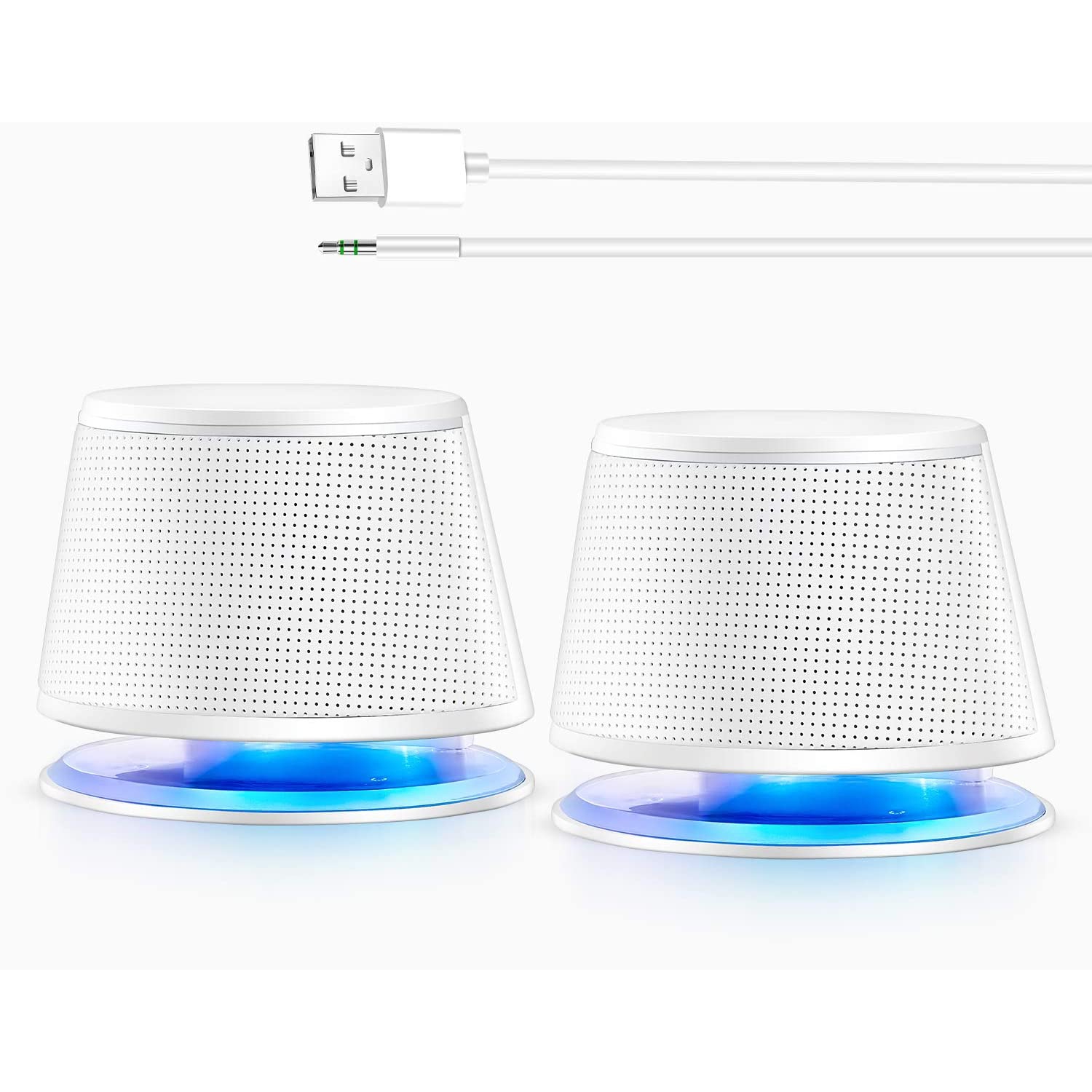 SW102 Computer Speakers, 5Wx2, Deep Bass in Small Body, Stereo 2.0 USB Powered 3.5mm Aux Multimedia Speakers, Built-in Bottom Bass Radiators, PC